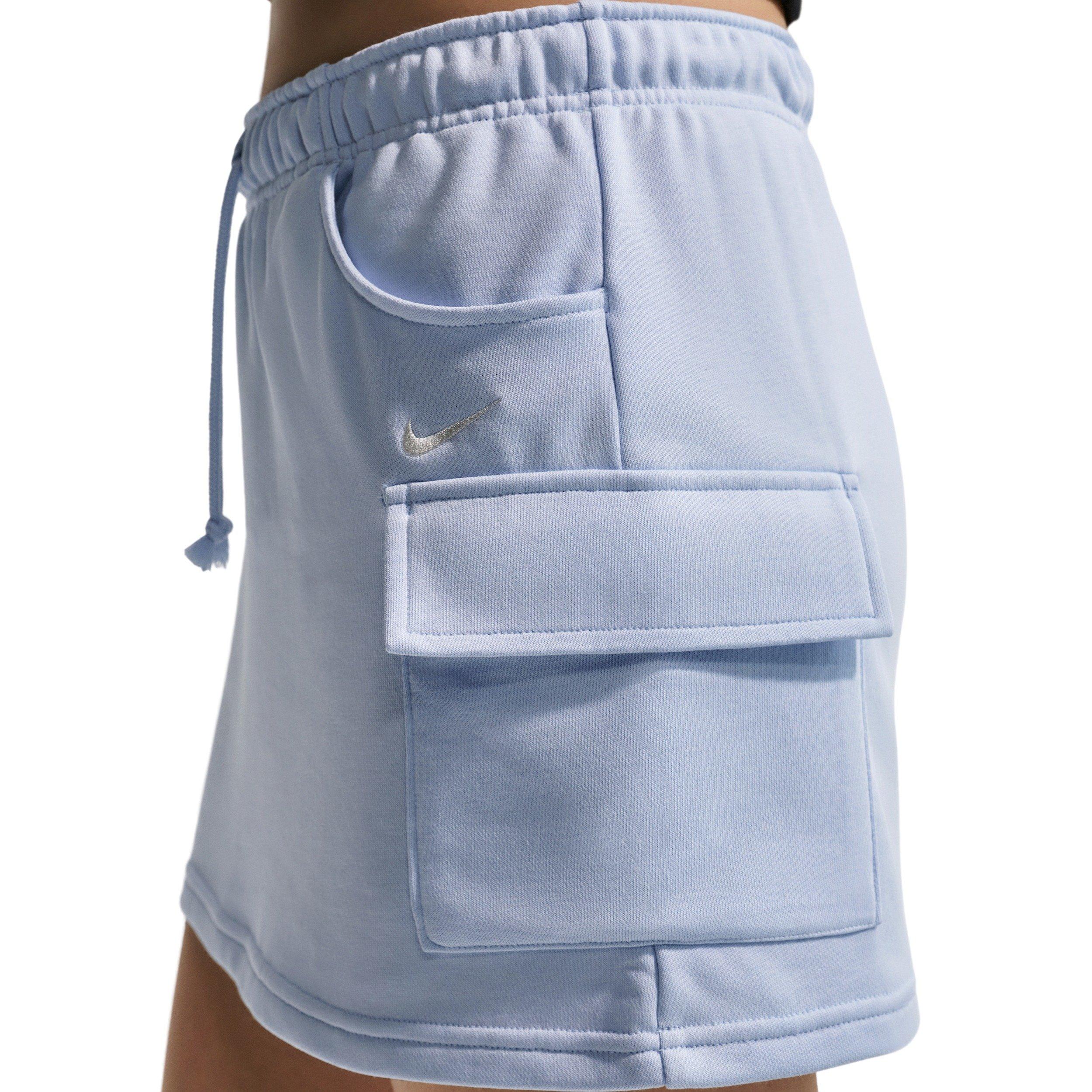 Nike Women's Sportswear Phoenix Fleece Mid-Rise Cargo Miniskirt - BLUE Thumbnail View 4