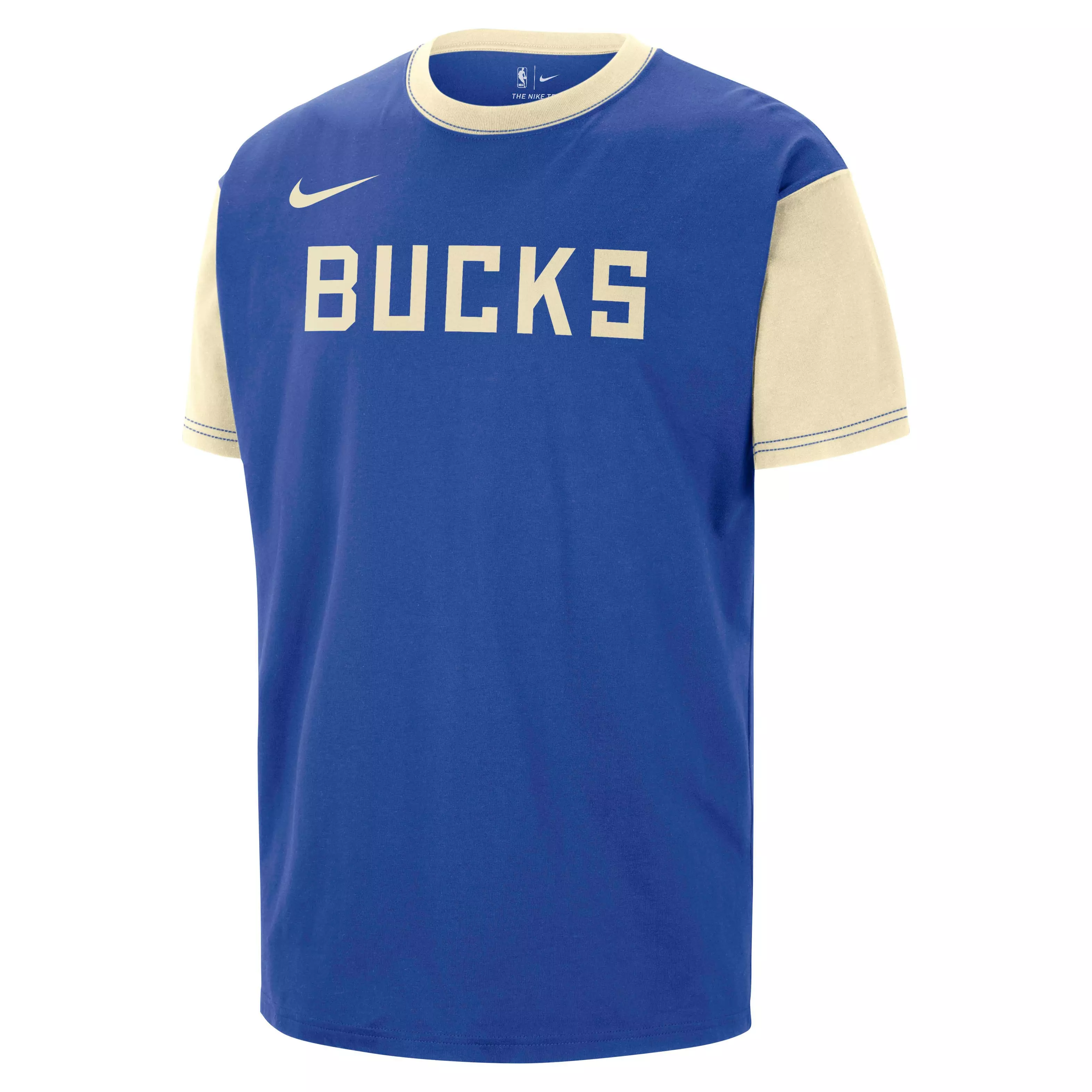Nike Men's NBA Courtside CE Milwaukee Bucks SS Colorblock T-Shirt - ROYAL