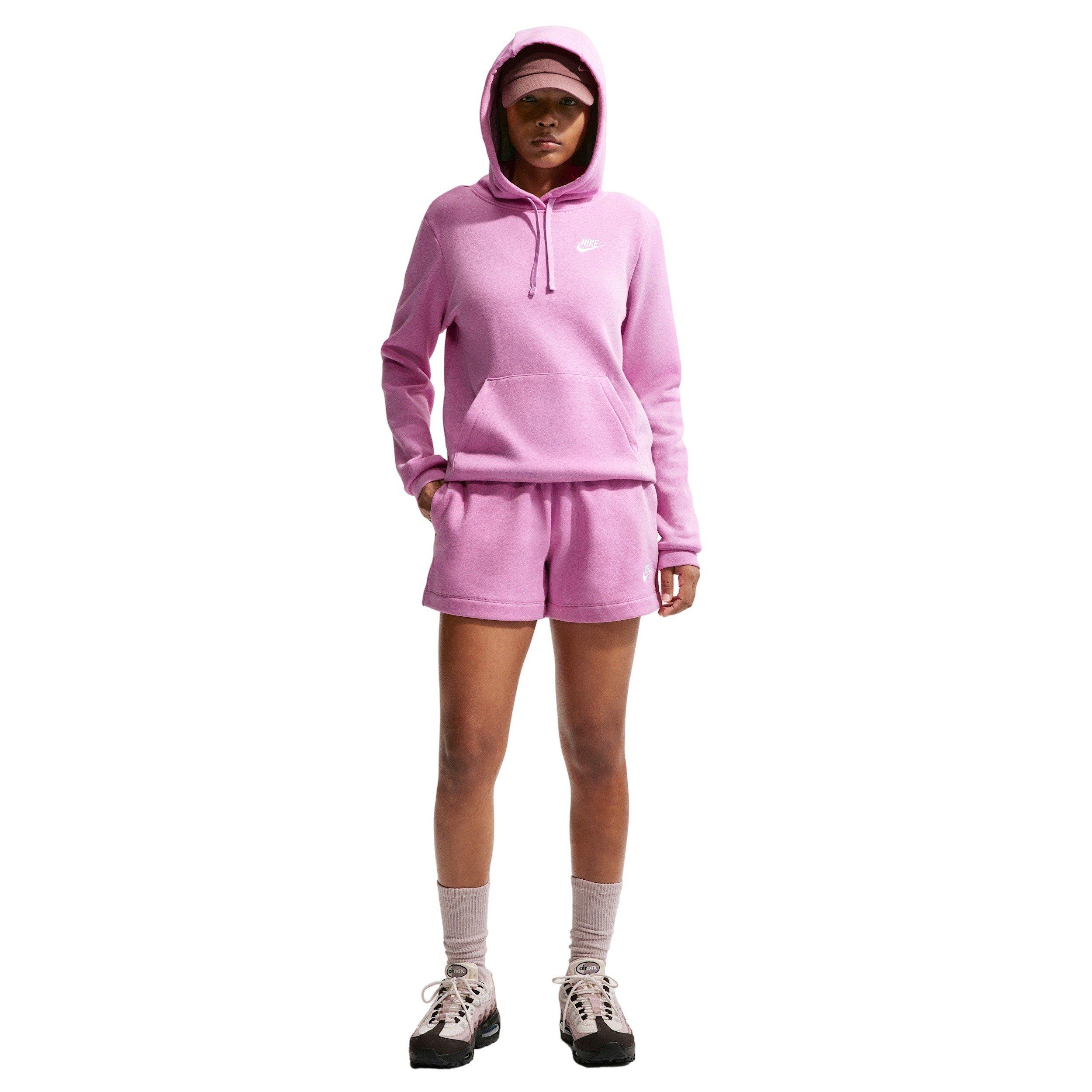 Nike Women's Sportswear Club Fleece Mid-Rise Shorts - MAGENTA Thumbnail View 4