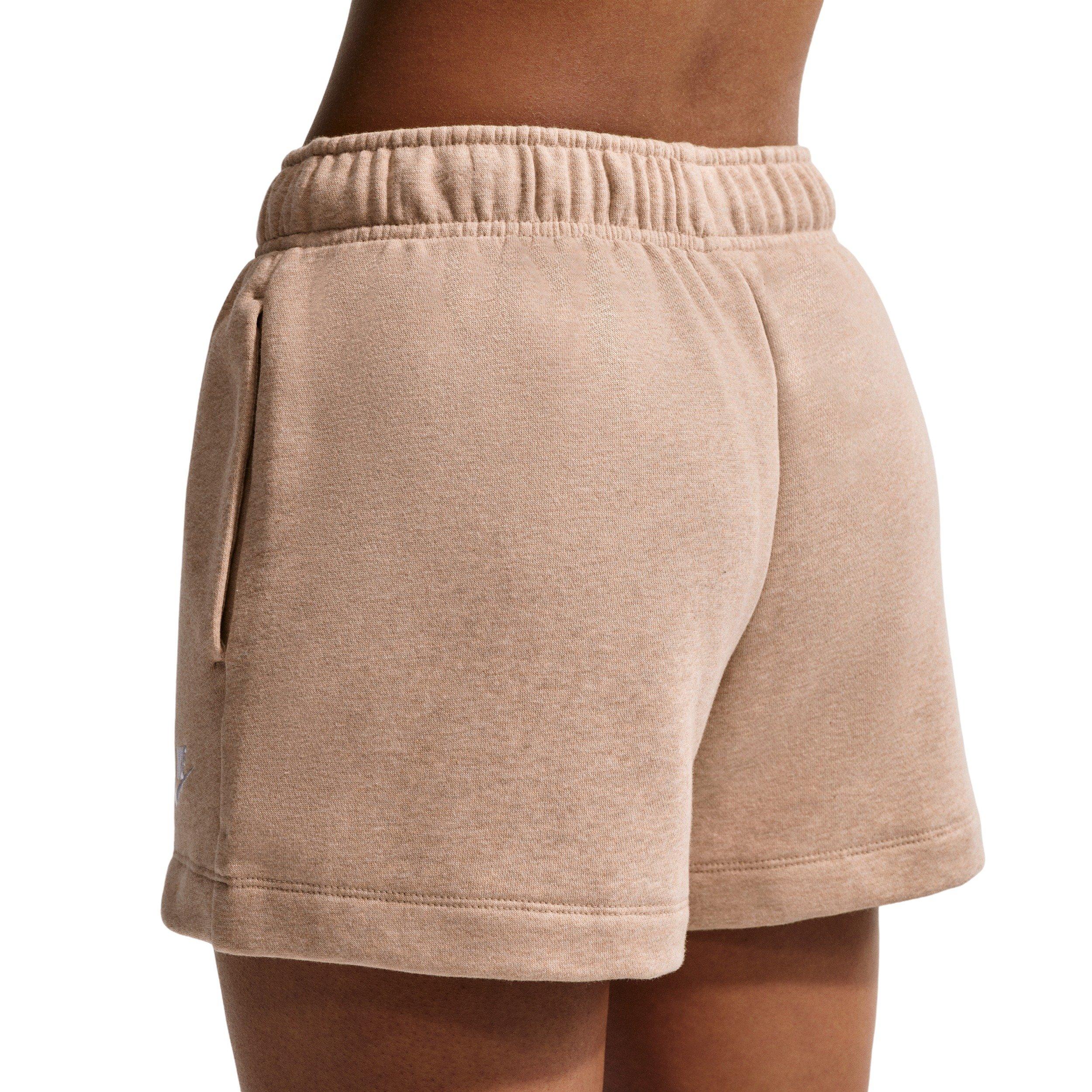 Nike Women's Sportswear Club Fleece Mid-Rise Shorts - BROWN/WHITE Thumbnail View 2