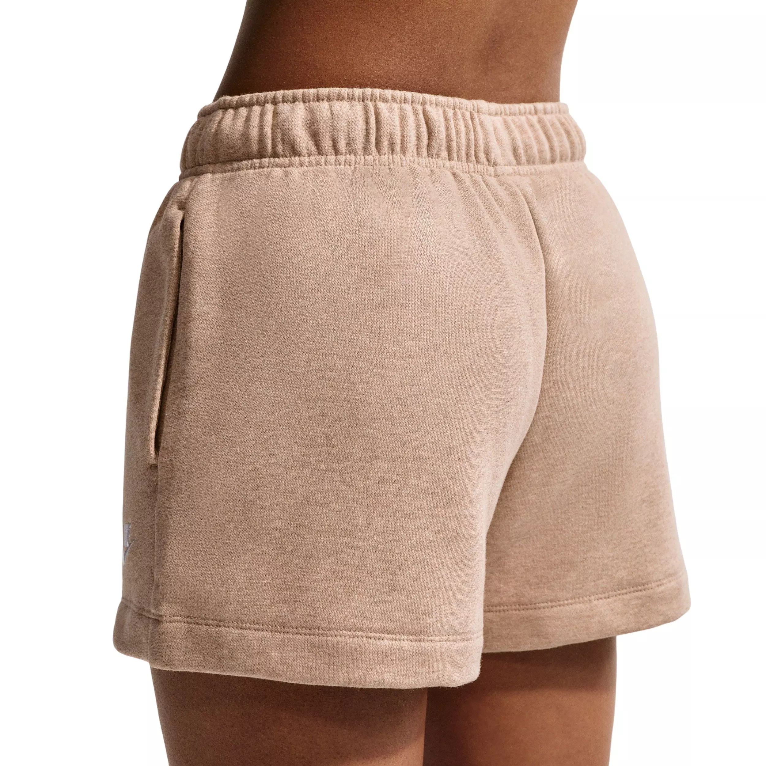 Nike Women's Sportswear Club Fleece Mid-Rise Shorts - BROWN/WHITE