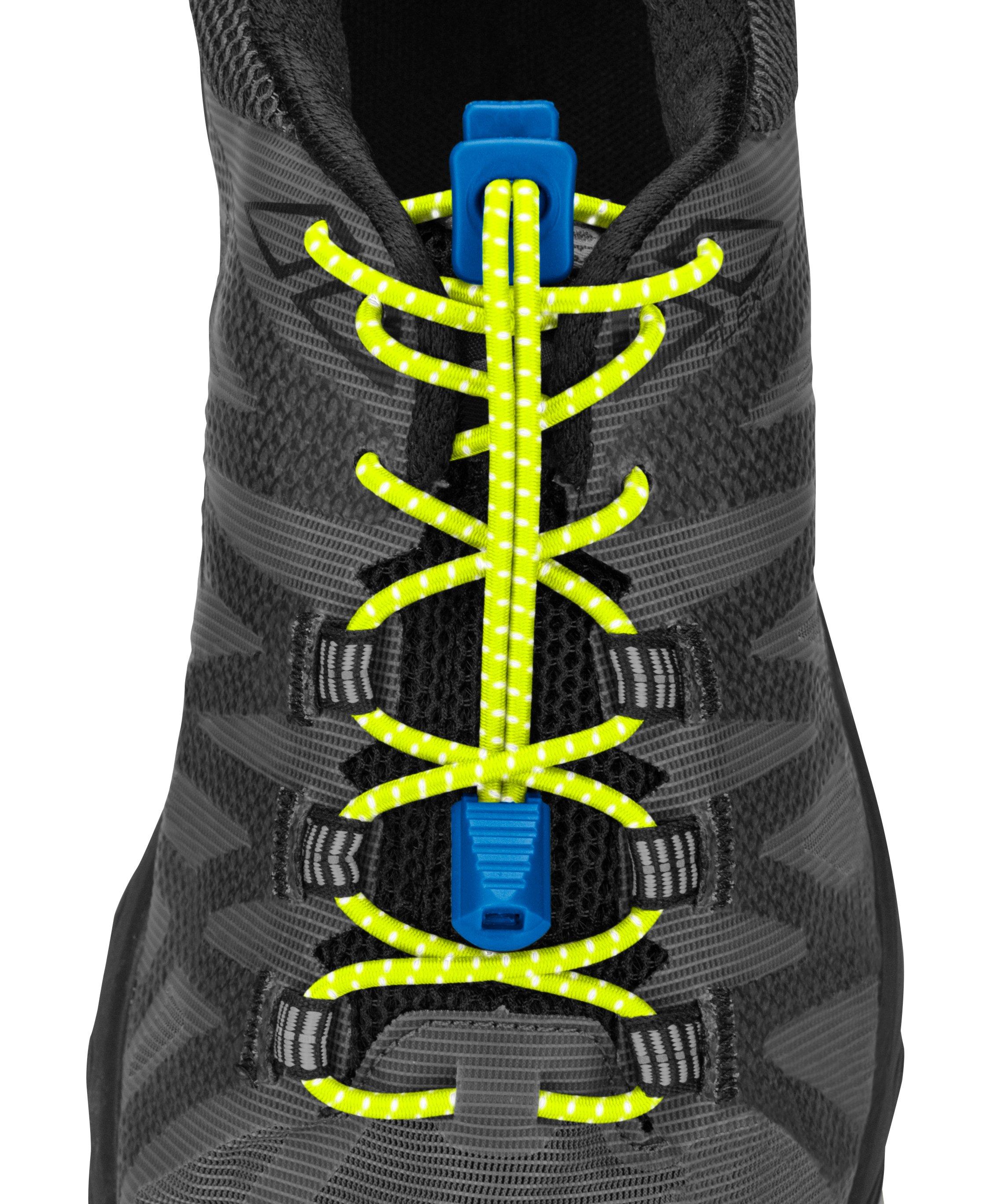 Nathan No-Tie Reflective Run Laces - YELLOW/BLUE