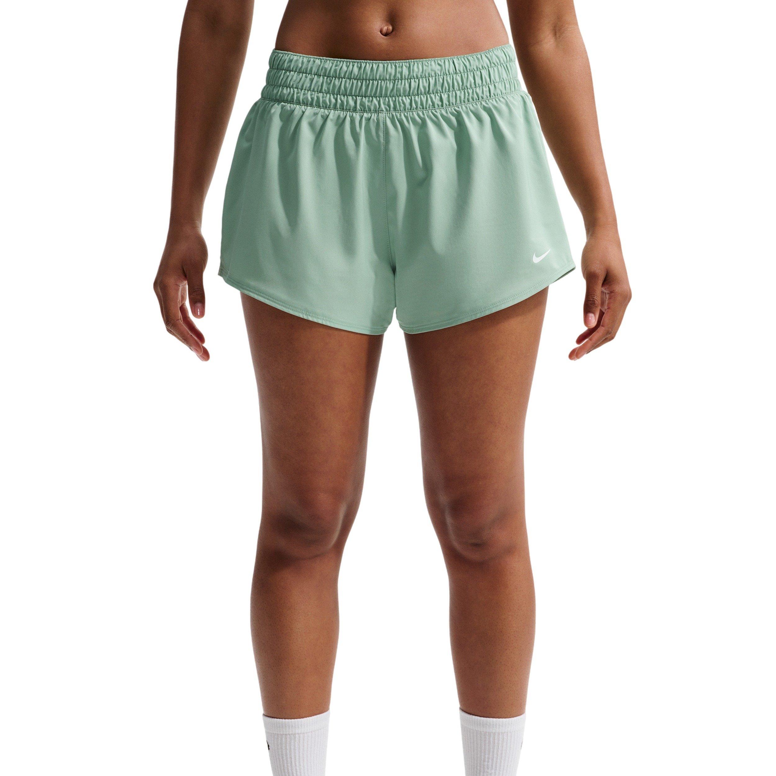 Nike Women's One Dri-FIT Mid-Rise 3" Brief-Lined Shorts - Green/White - GREEN/WHITE Thumbnail View 3