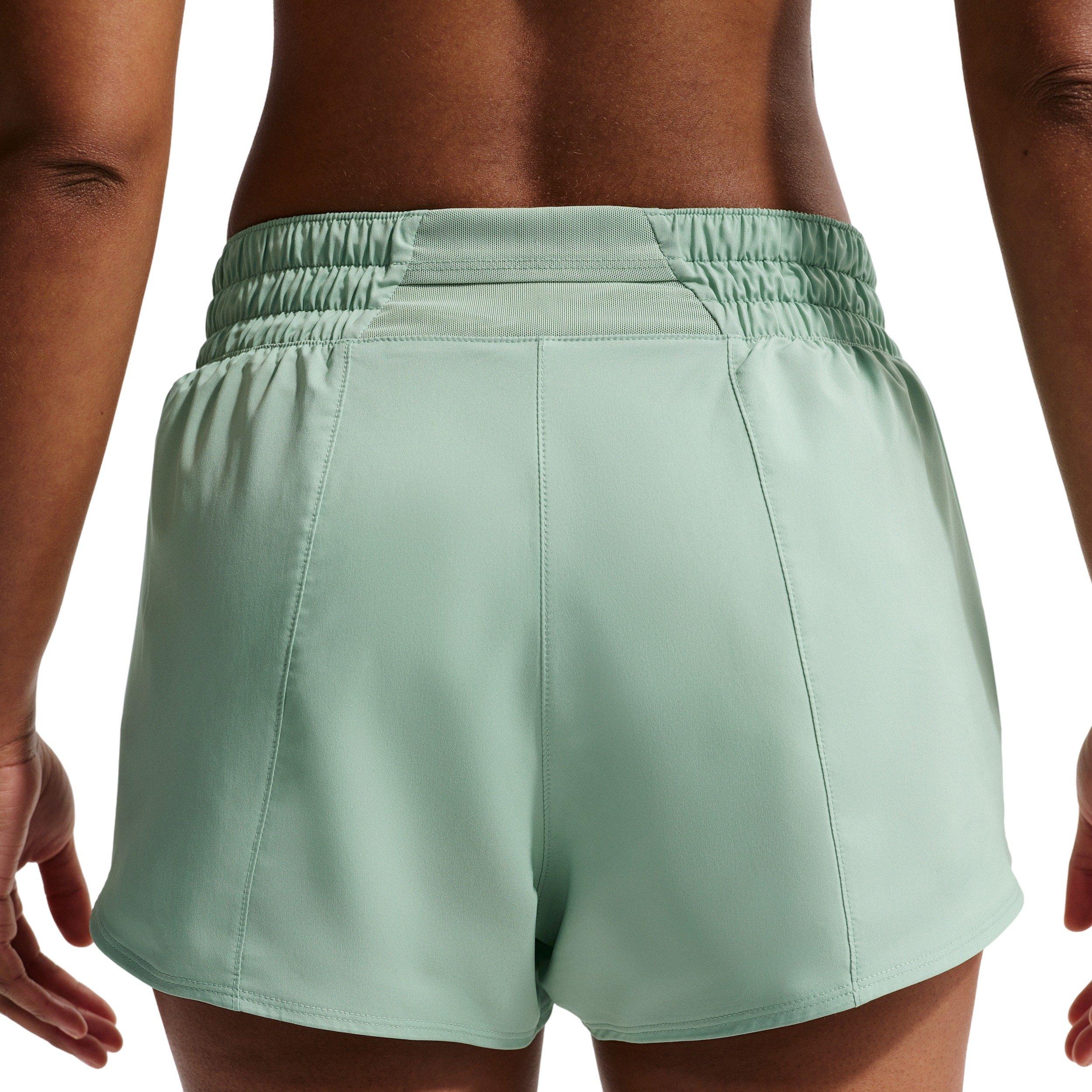 Nike Women's One Dri-FIT Mid-Rise 3" Brief-Lined Shorts - Green/White - GREEN/WHITE Thumbnail View 4