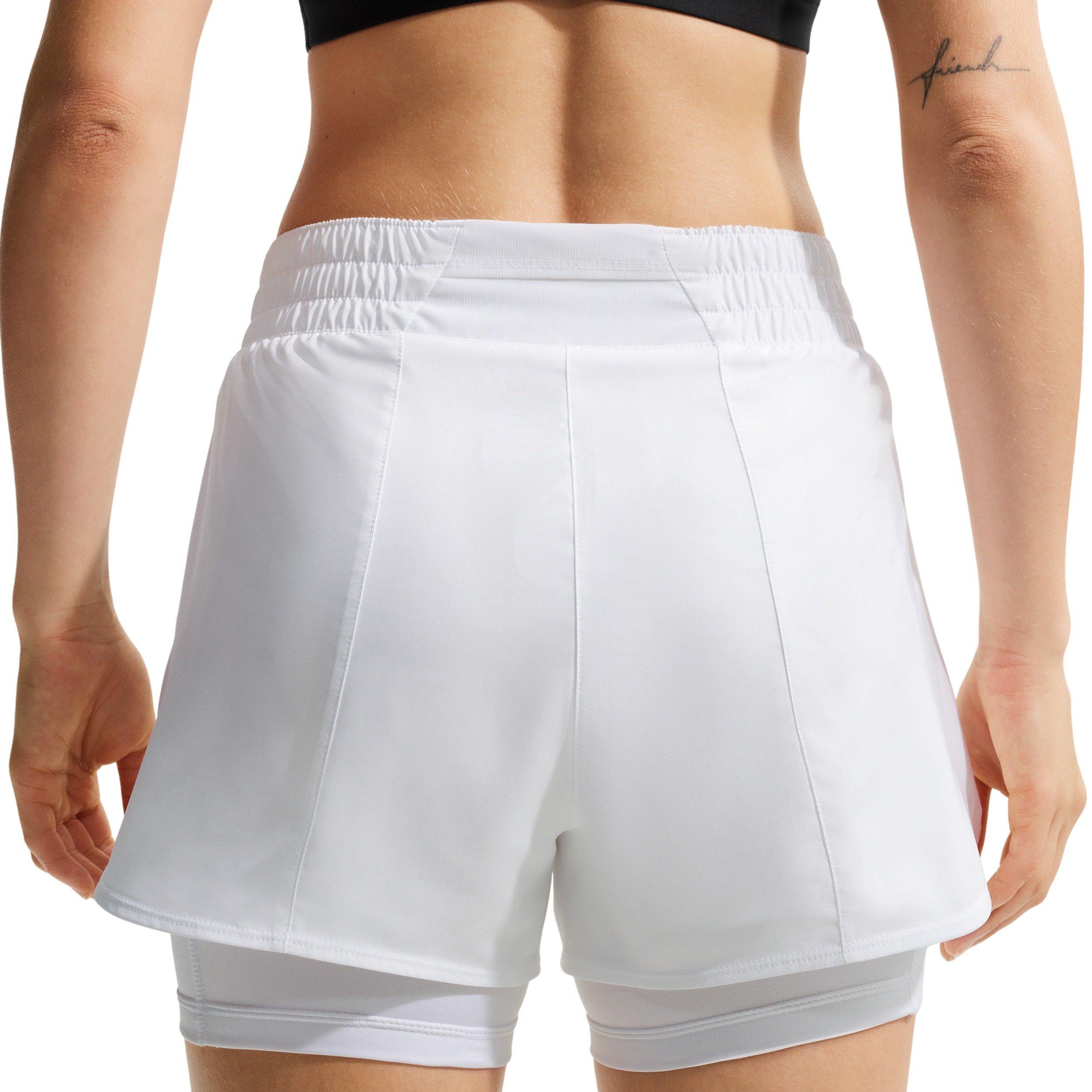 Nike Women's One Dri-FIT High-Waisted 3" 2-in-1 Shorts - WHITE/BLACK Thumbnail View 4