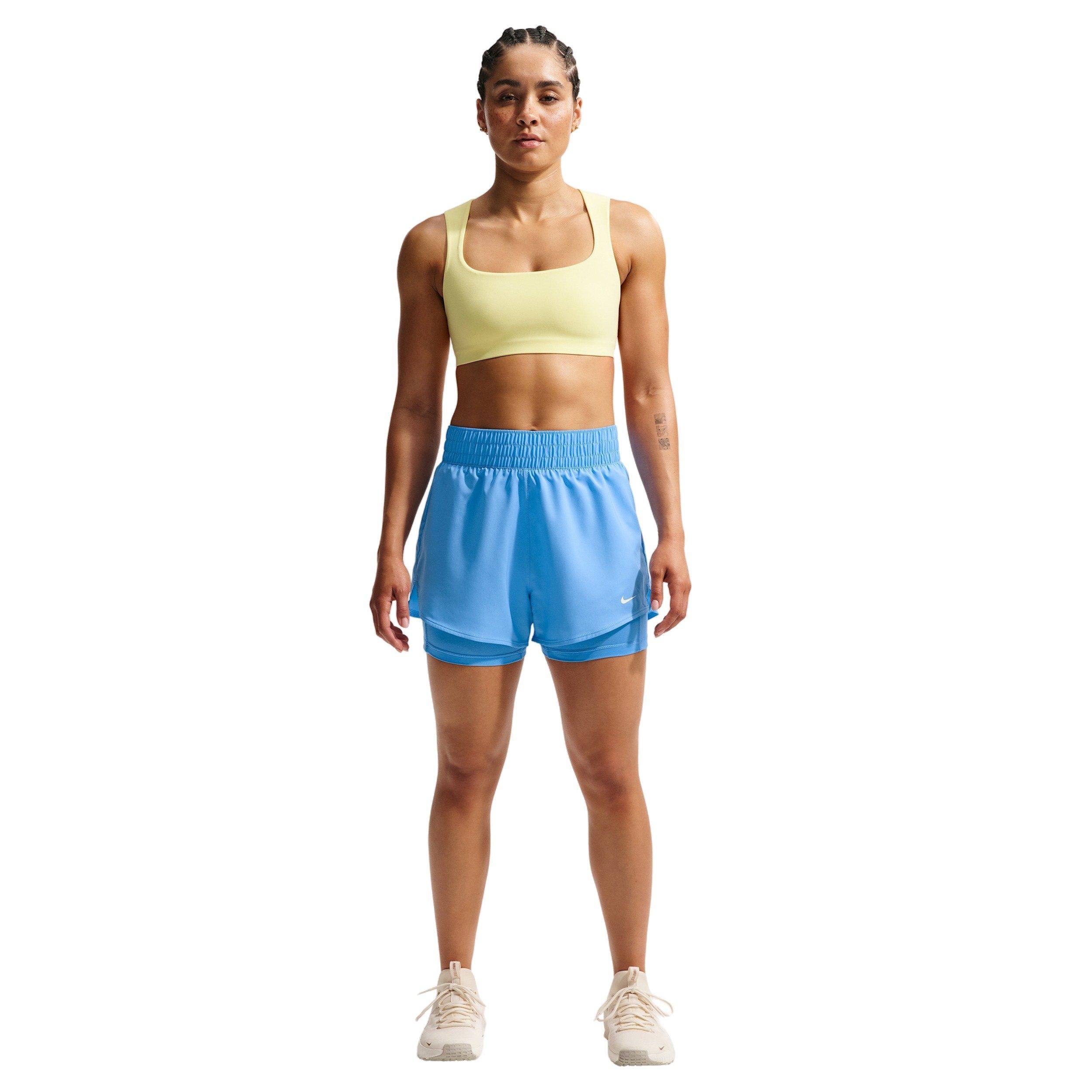 Nike Women's One Dri-FIT High-Waisted 3" 2-in-1 Shorts - LT BLUE/WHITE Thumbnail View 1