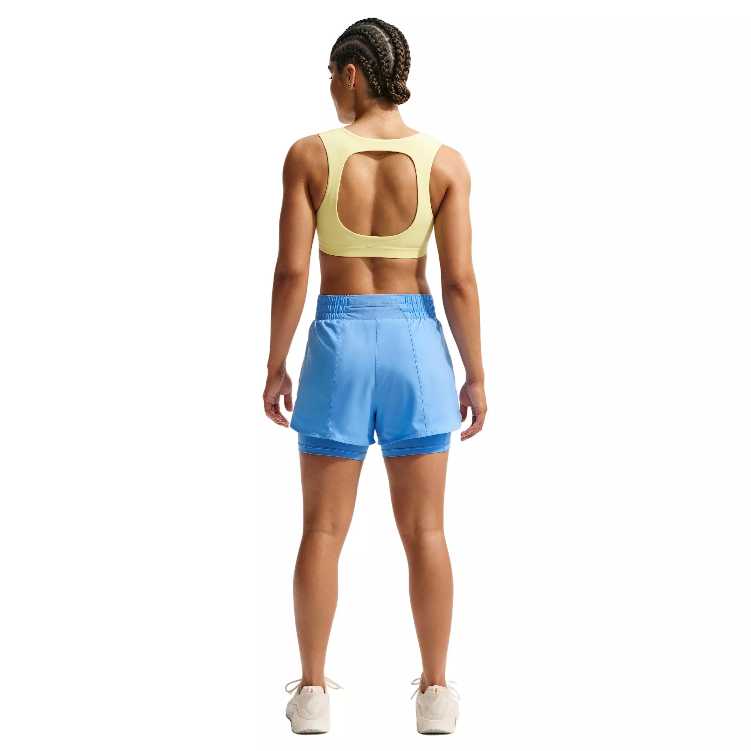 Nike Women's One Dri-FIT High-Waisted 3" 2-in-1 Shorts - LT BLUE/WHITE