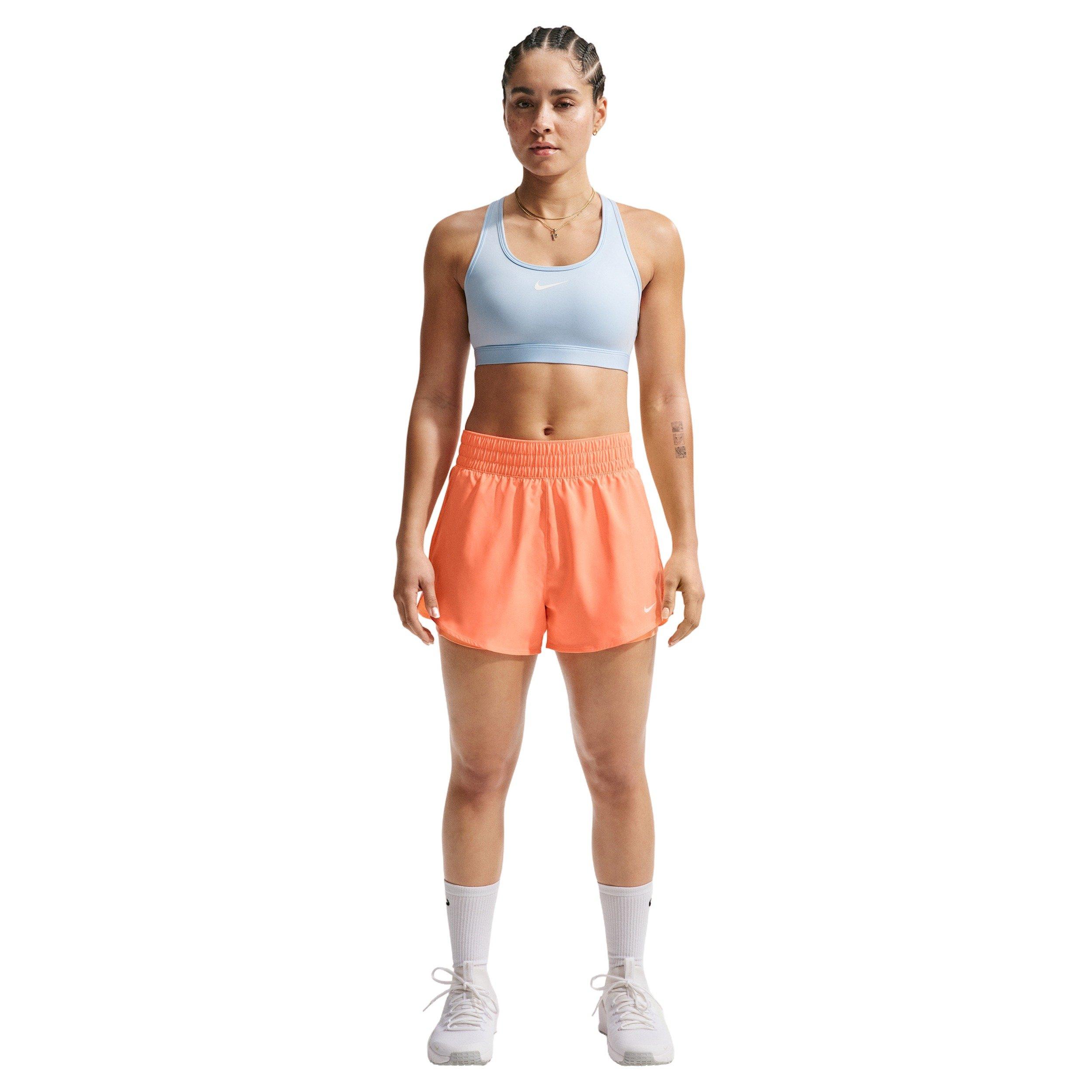 Nike Women's One Dri-FIT High-Waisted 3" 2-in-1 Shorts - ORANGE/WHITE Thumbnail View 1
