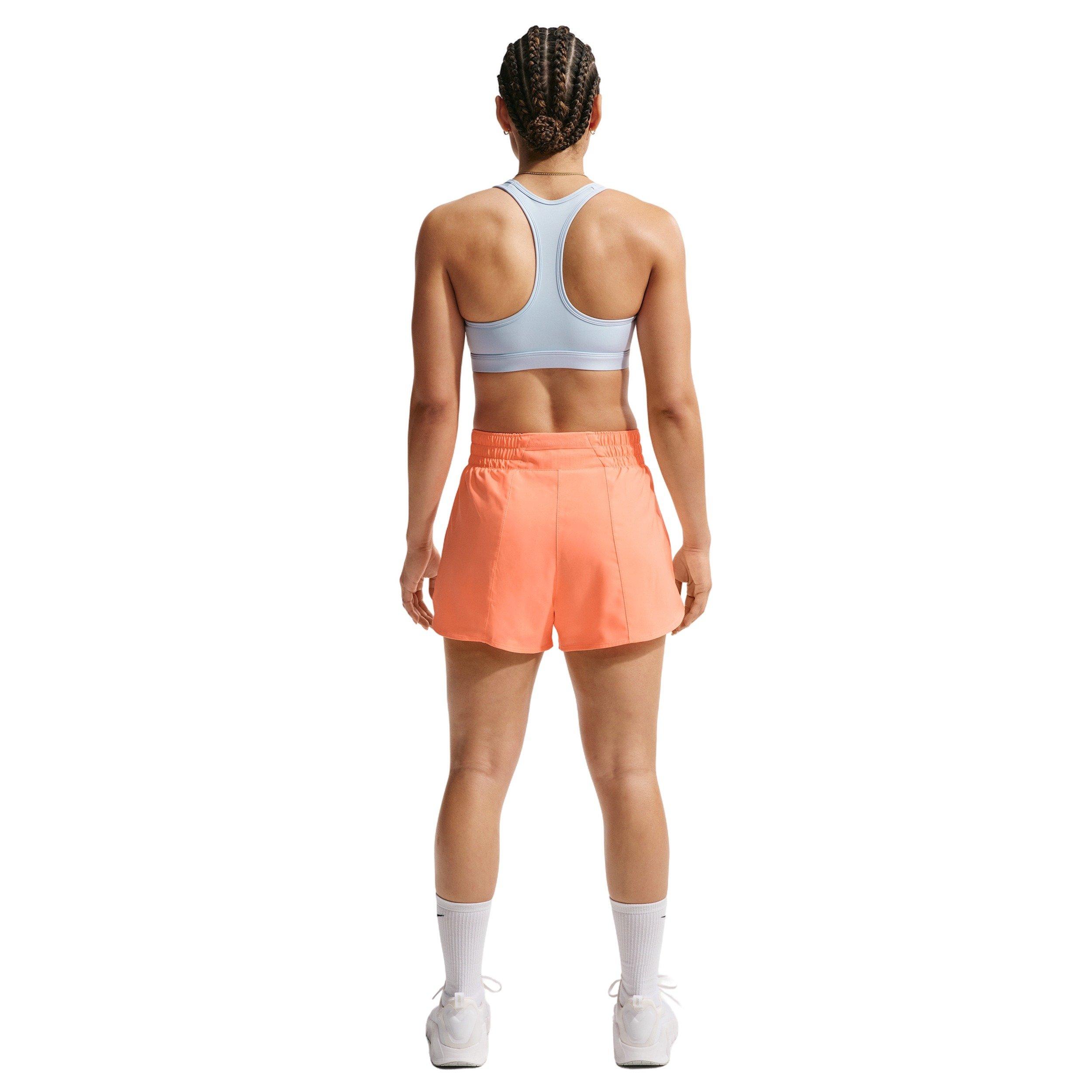 Nike Women's One Dri-FIT High-Waisted 3" 2-in-1 Shorts - ORANGE/WHITE Thumbnail View 2