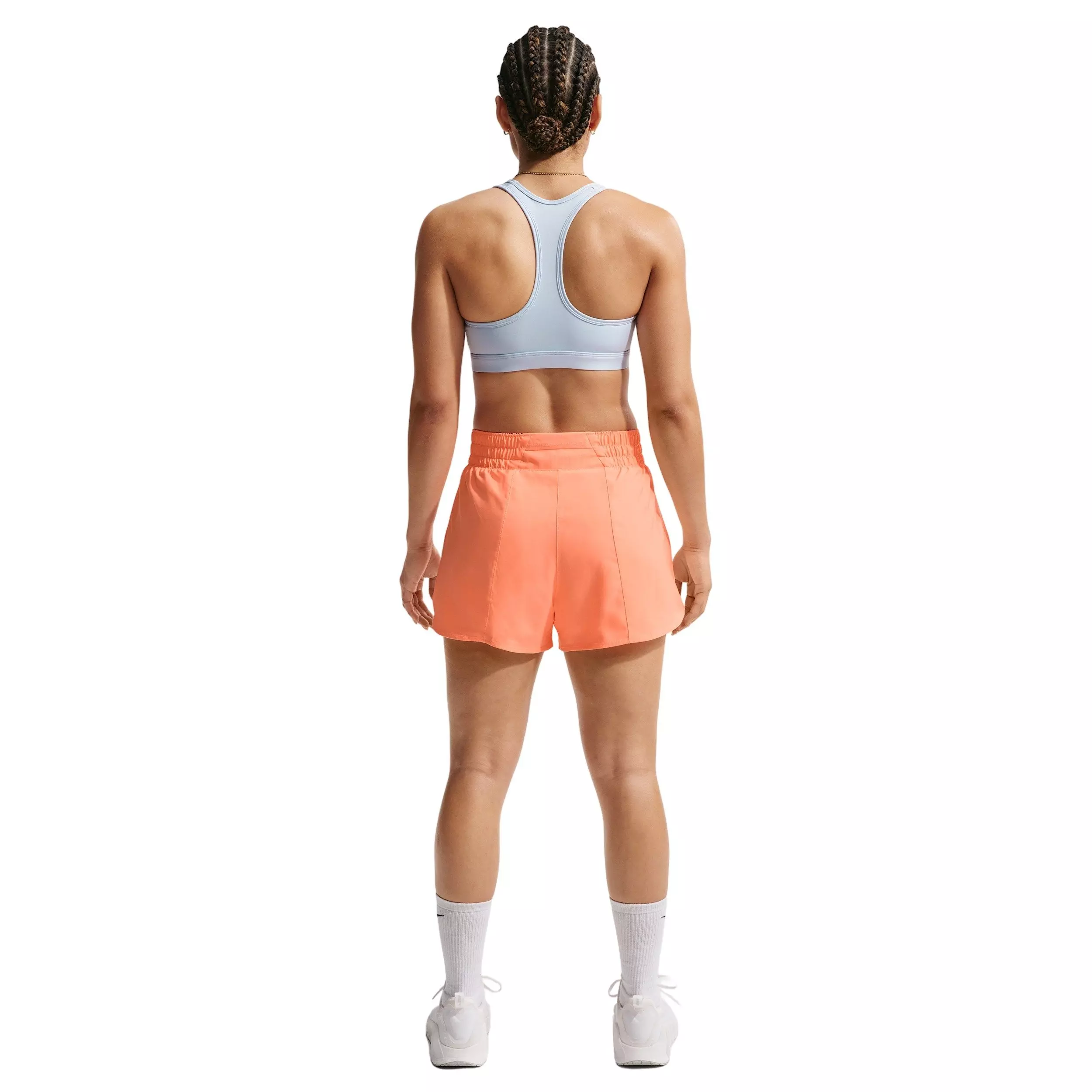 Nike Women's One Dri-FIT High-Waisted 3" 2-in-1 Shorts - ORANGE/WHITE