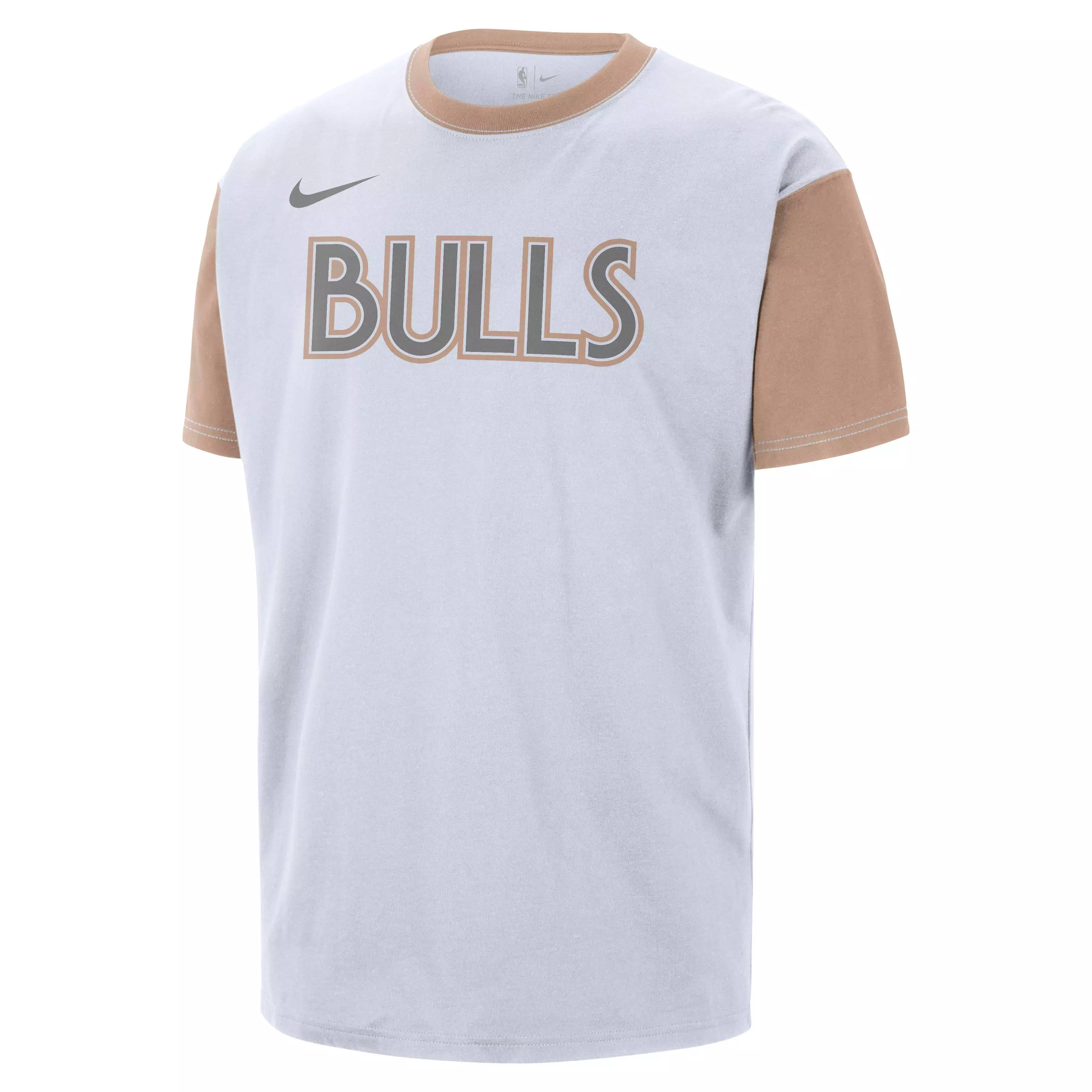 Nike Men's NBA Courtside CE Chicago Bulls SS Colorblock T-Shirt - WHITE