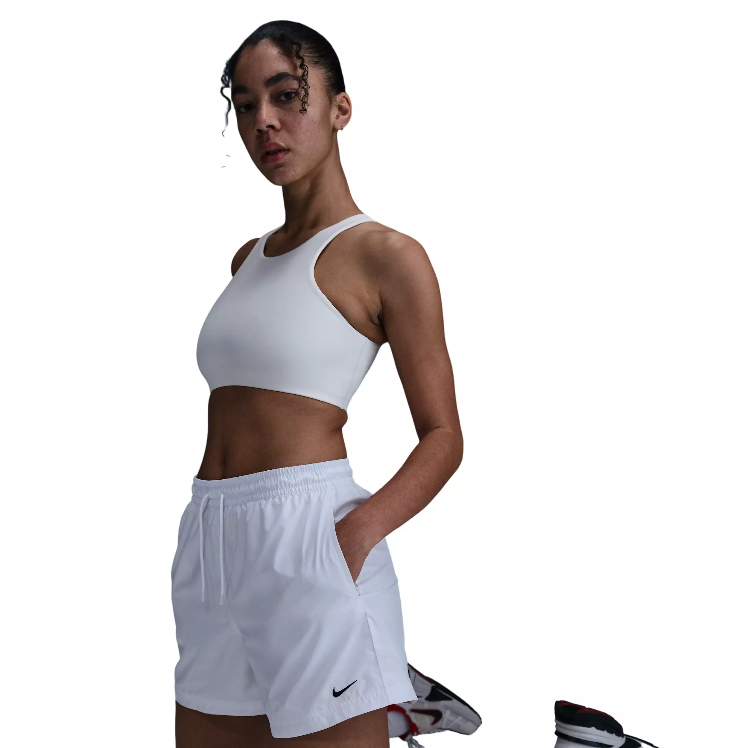 Nike Women's Sportswear Essentials Mid-Rise Woven Shorts - WHITE