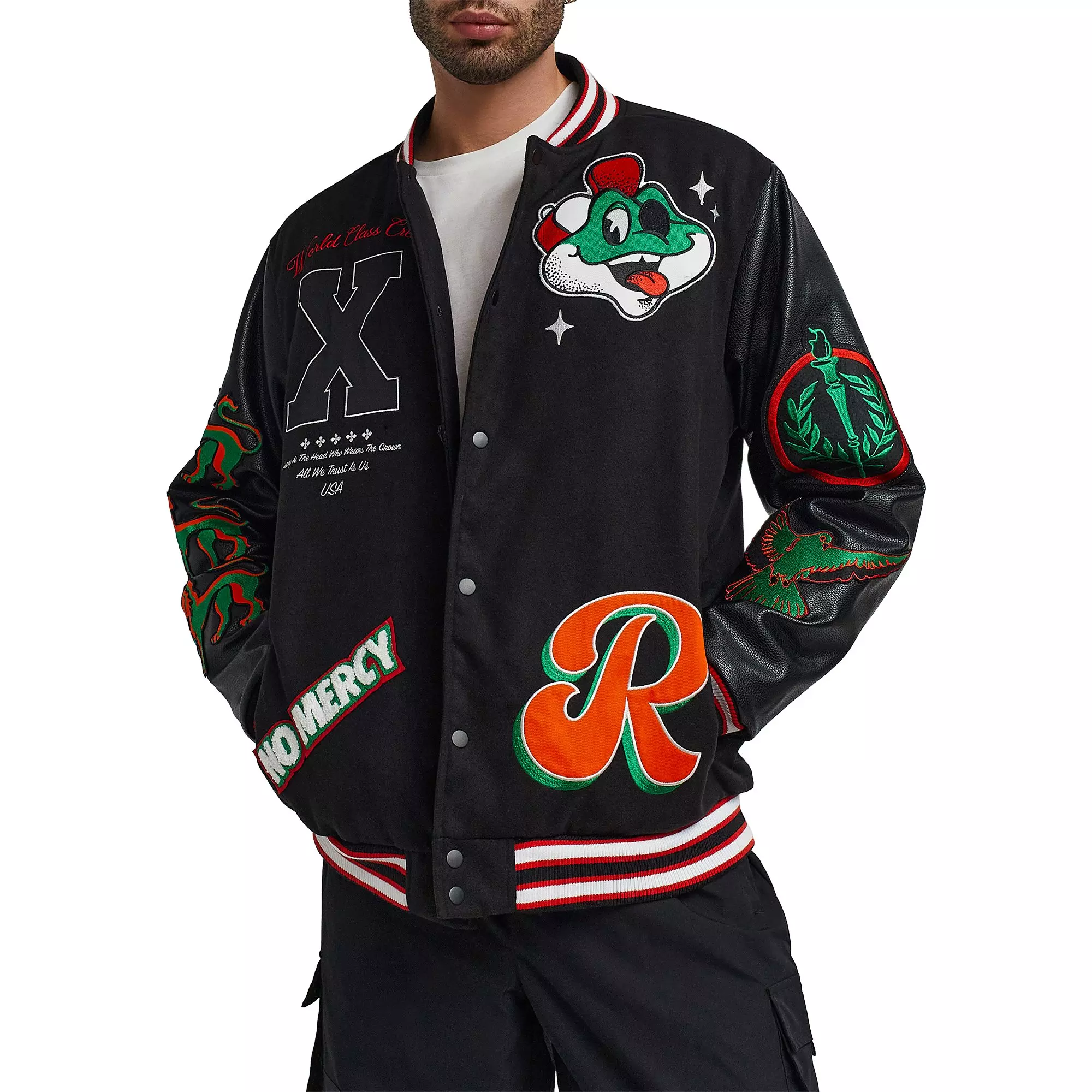 Reason Men's Self Made Varsity Jacket - Black - BLACK