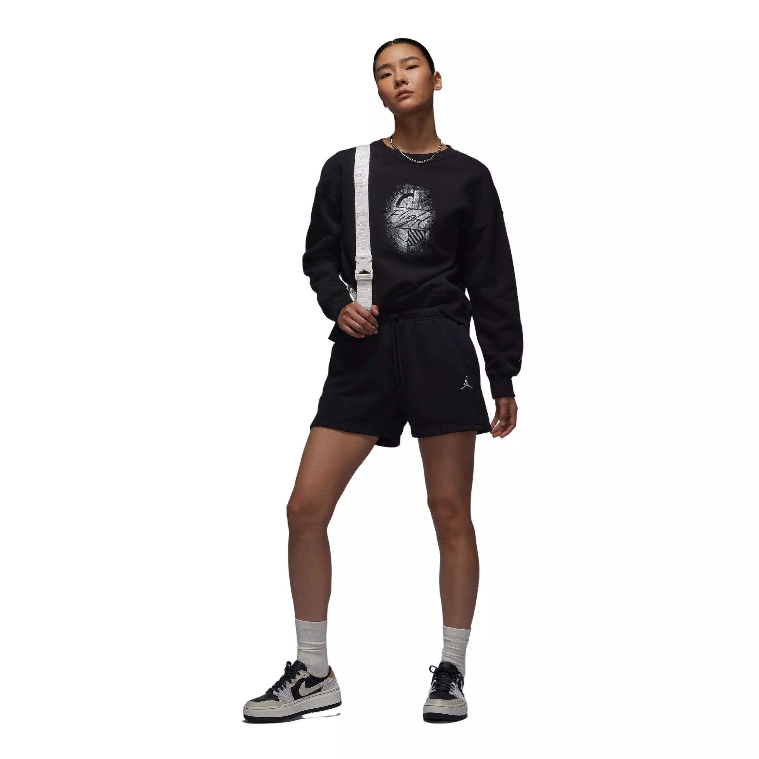 Jordan Women's Brooklyn Fleece Shorts - BLACK/WHITE