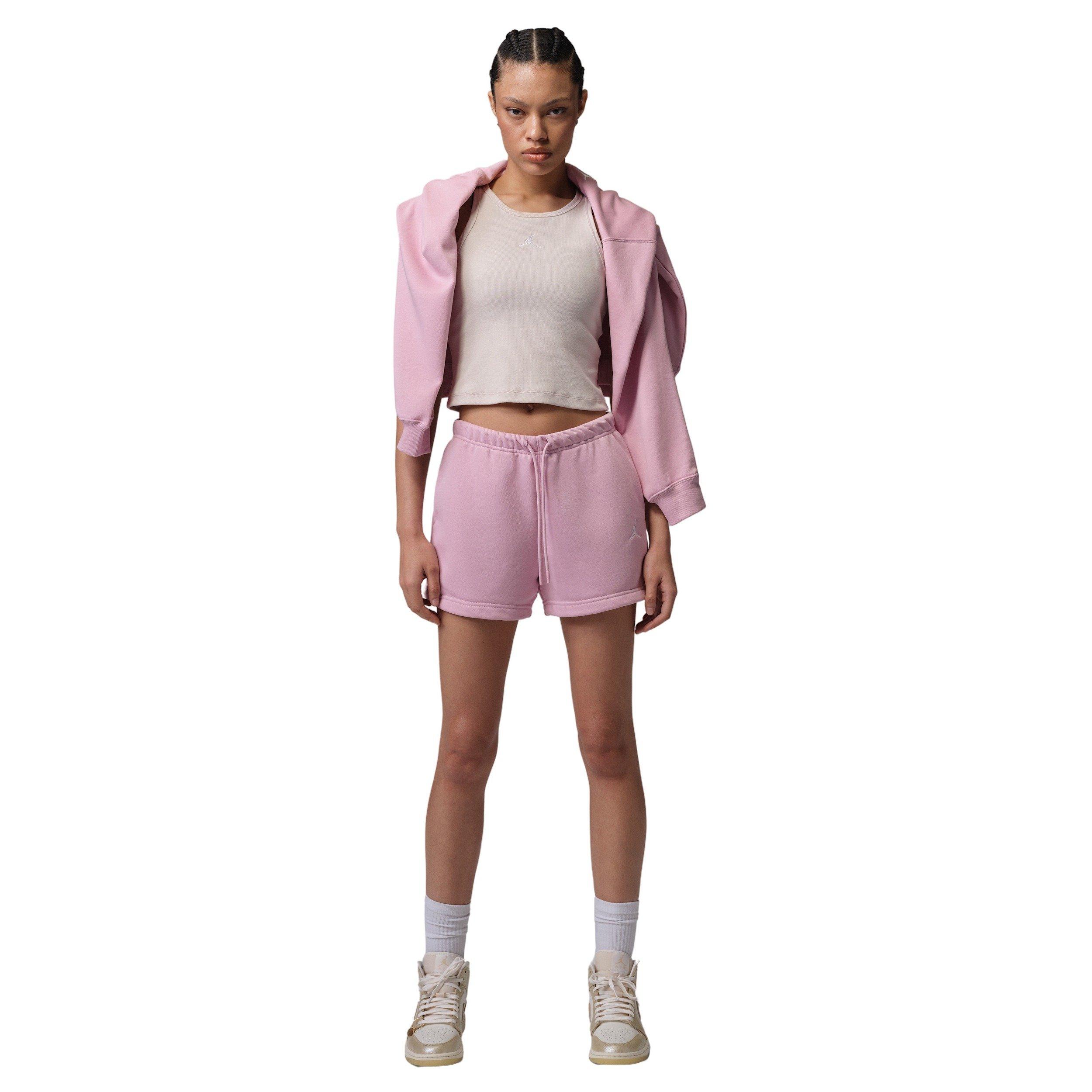 Jordan Women's Brooklyn Fleece Shorts - PINK/WHITE Thumbnail View 5