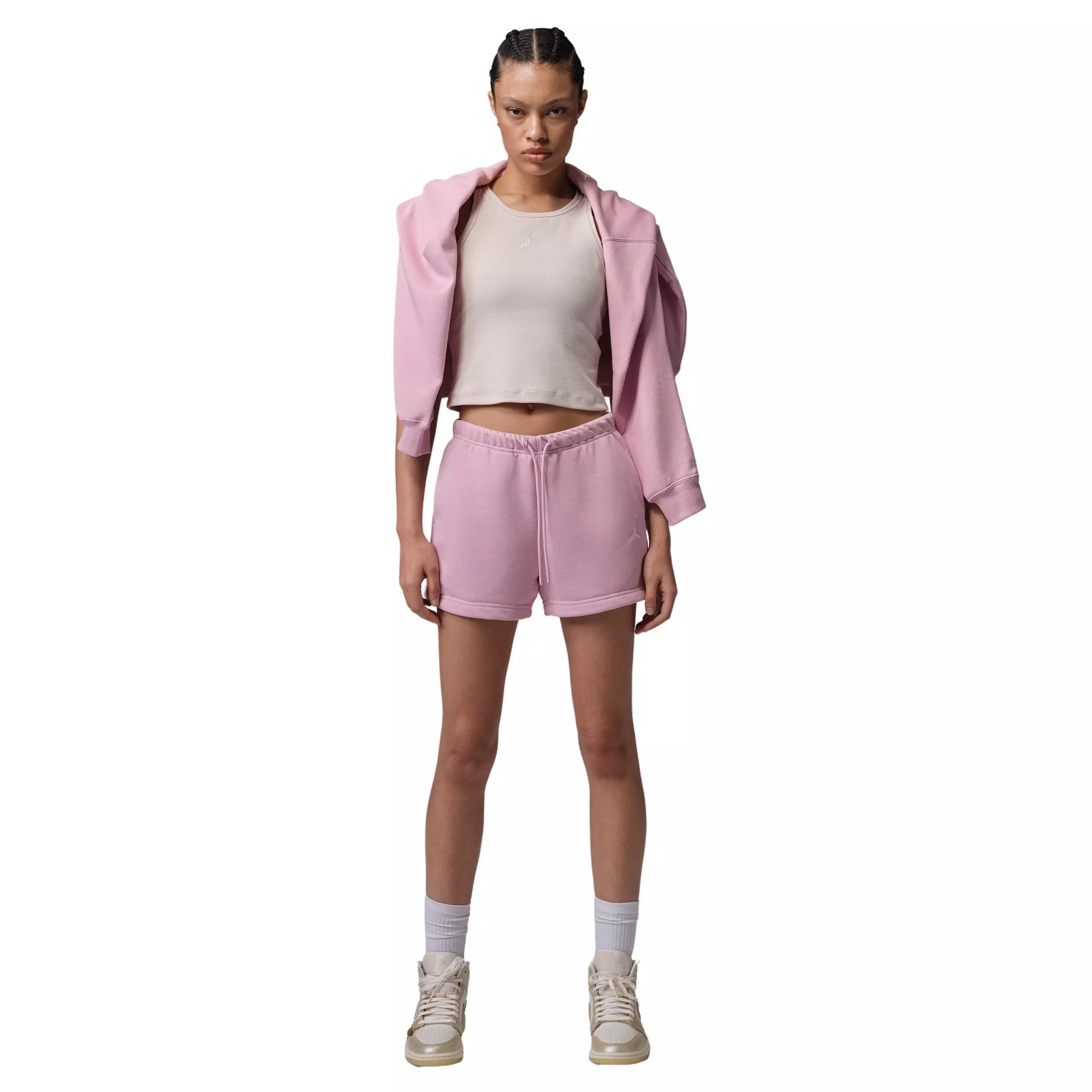 Jordan Women's Brooklyn Fleece Shorts - PINK/WHITE