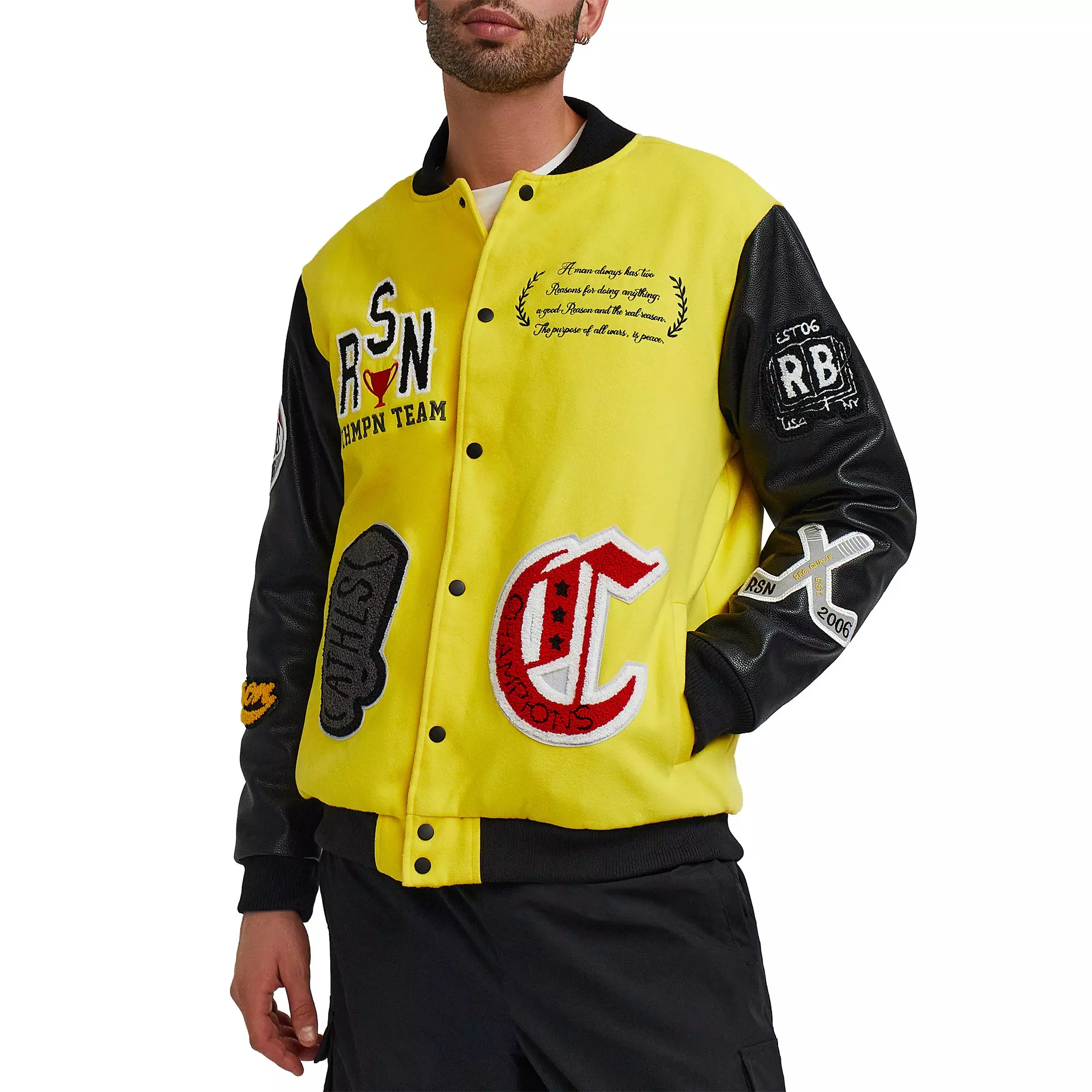 Reason Men's Champions Varsity Jacket - Yellow - YELLOW