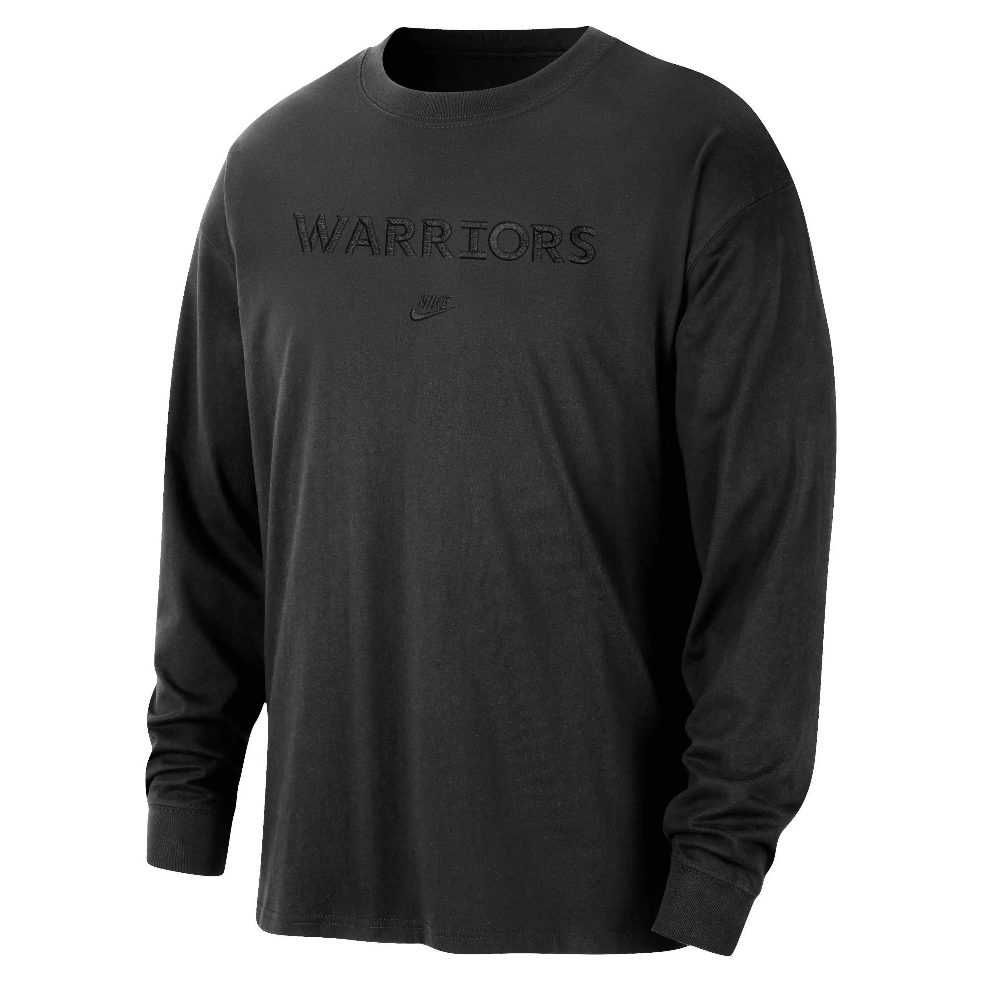 Nike Men's Courtside Premium Essential LS NBA Golden State Warriors T-Shirt - BLACK