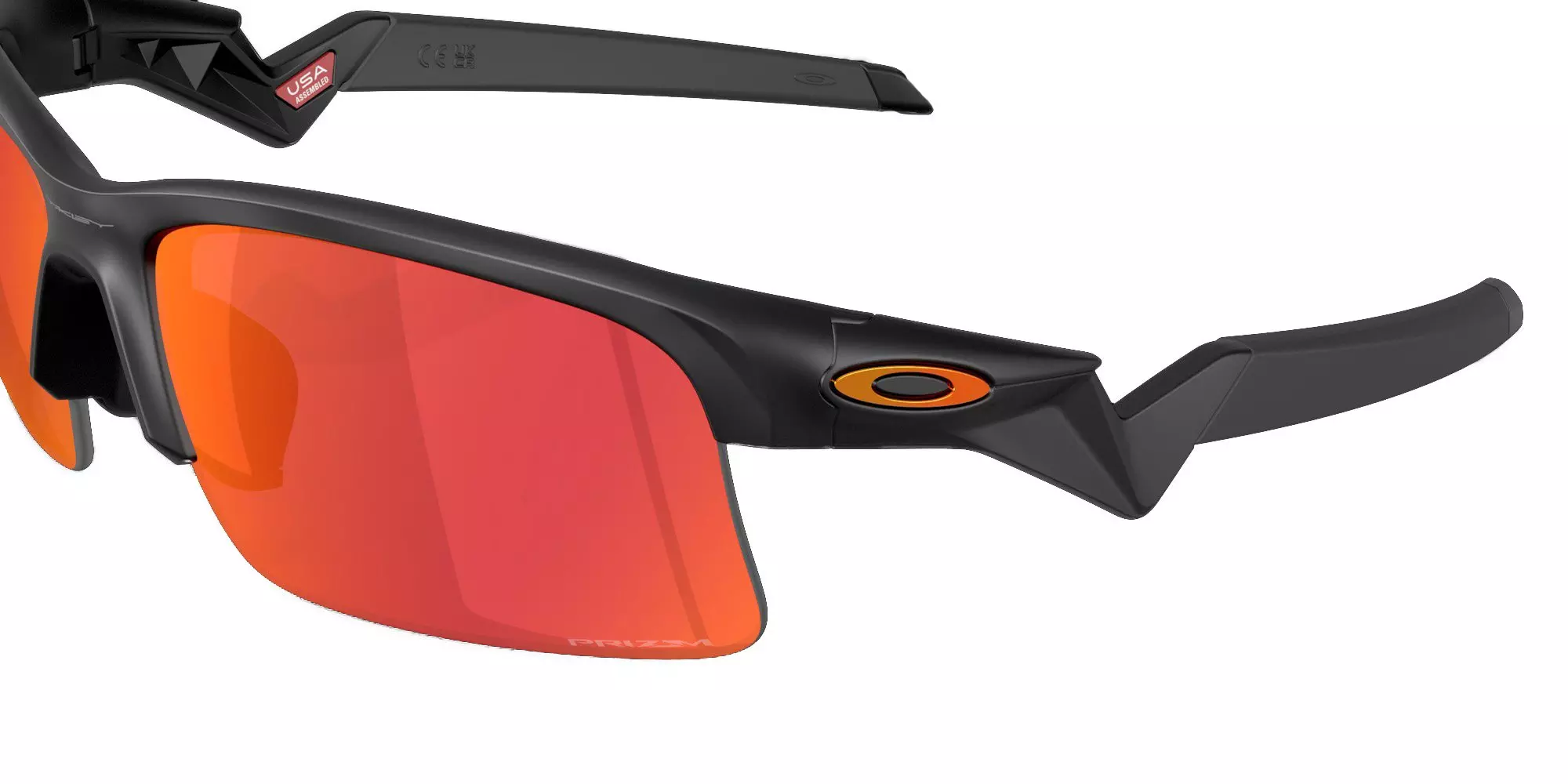 Oakley Youth Capacitor Prizm Field Sunglasses - Matte Black - BLACK/RED