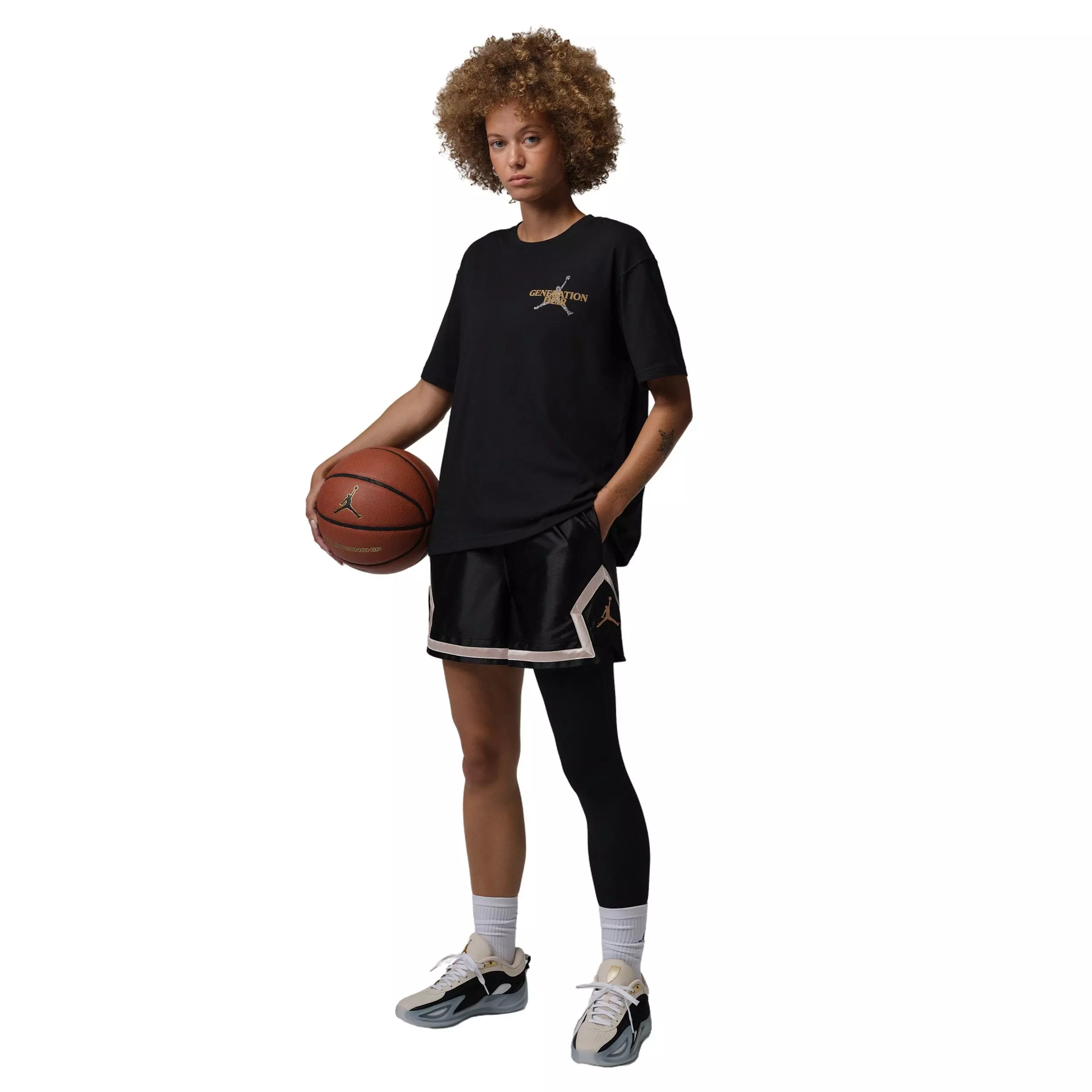Jordan Women's Sport Dri-FIT 4" Diamond Shorts - Black/Gold - BLACK/GOLD
