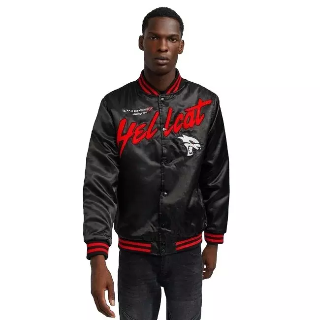 Reason Men's Dodge Hellcat Flame Varsity Jacket - Black - BLACK