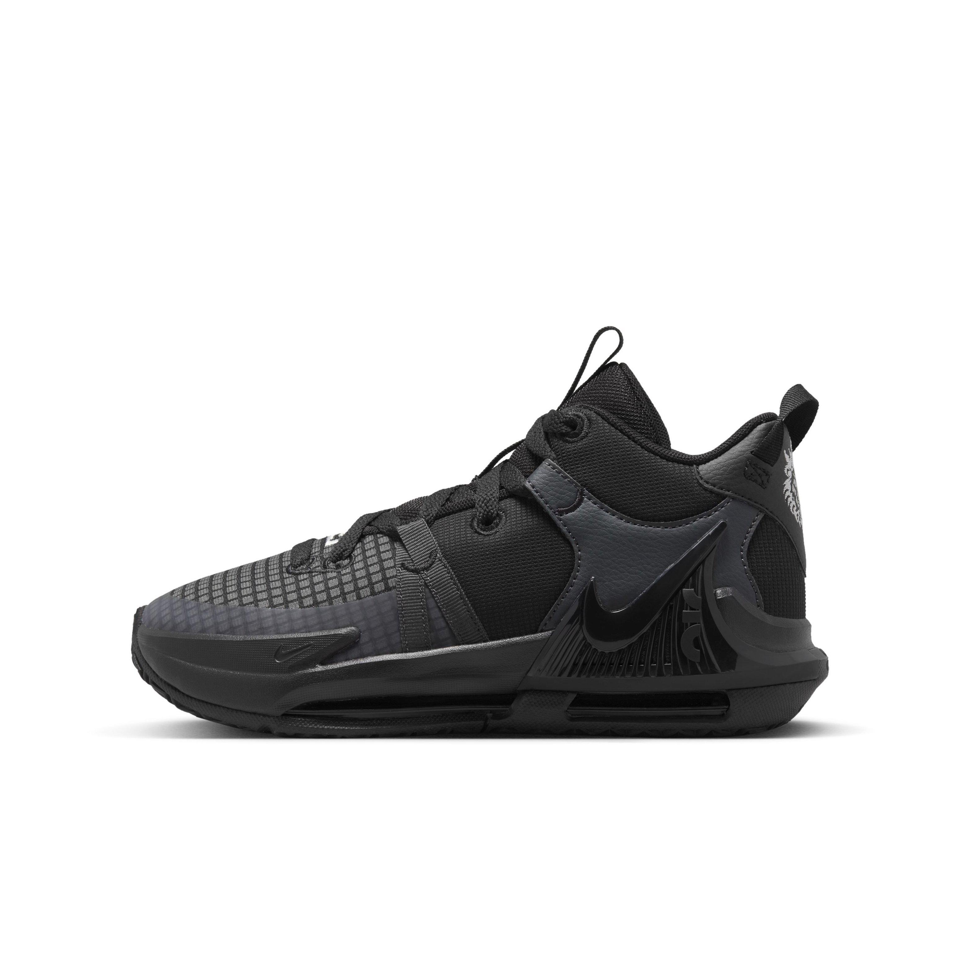 Nike LeBron Witness 7 "Black/White/Anthracite" Grade School Boys' Basketball Shoe - BLACK/WHITE/ANTHRACITE Thumbnail View 2