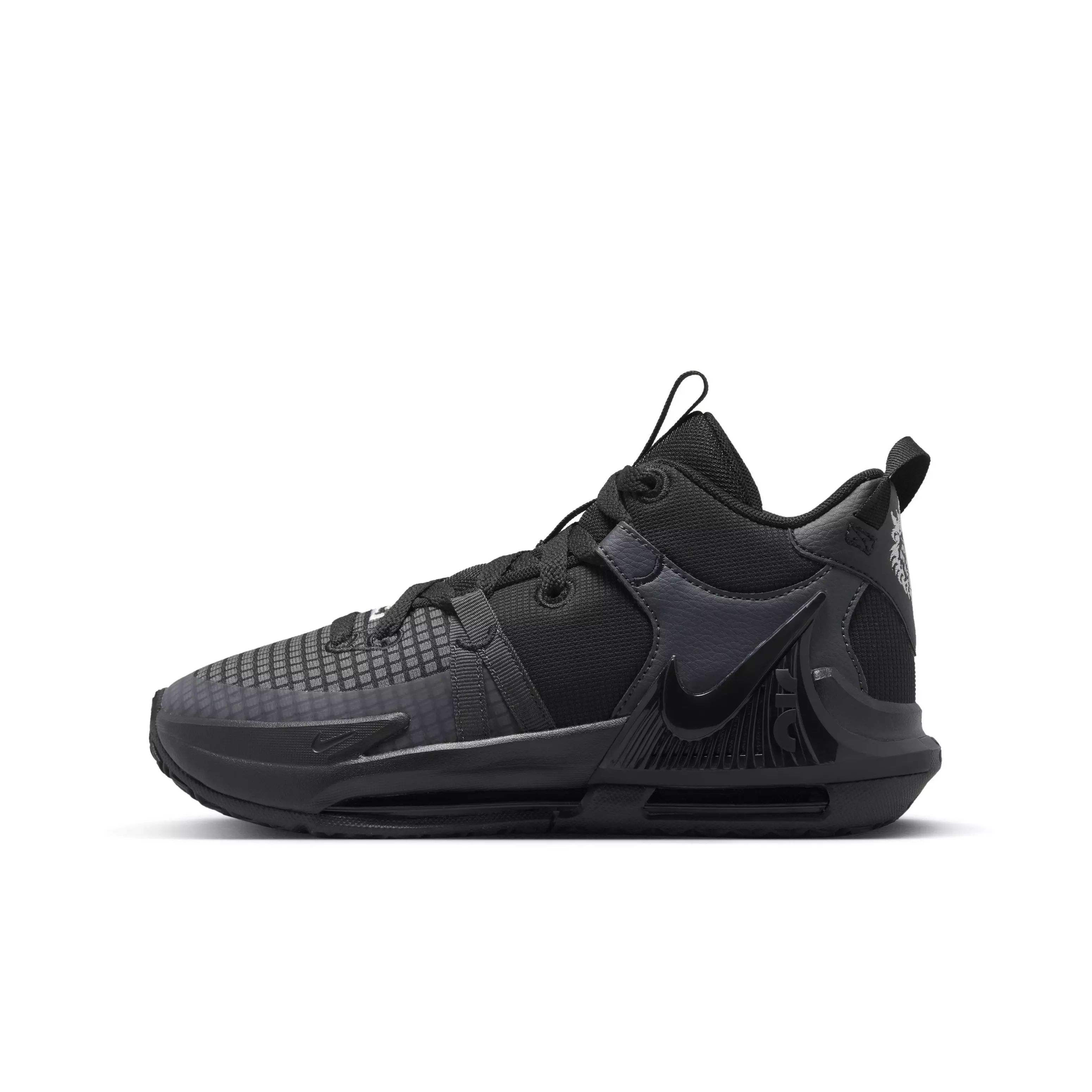 Nike LeBron Witness 7 "Black/White/Anthracite" Grade School Boys' Basketball Shoe - BLACK/WHITE/ANTHRACITE