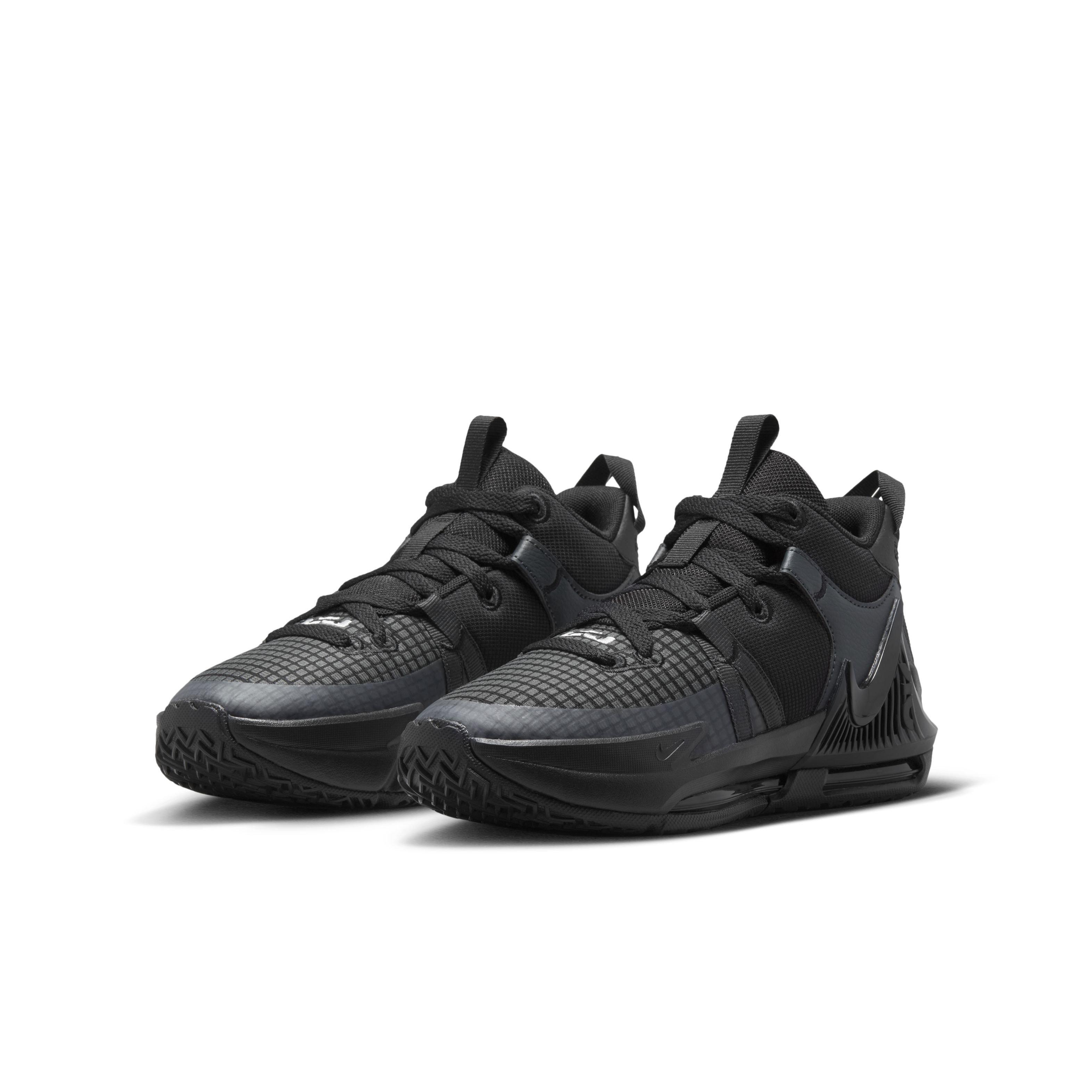 Nike LeBron Witness 7 "Black/White/Anthracite" Grade School Boys' Basketball Shoe - BLACK/WHITE/ANTHRACITE Thumbnail View 3