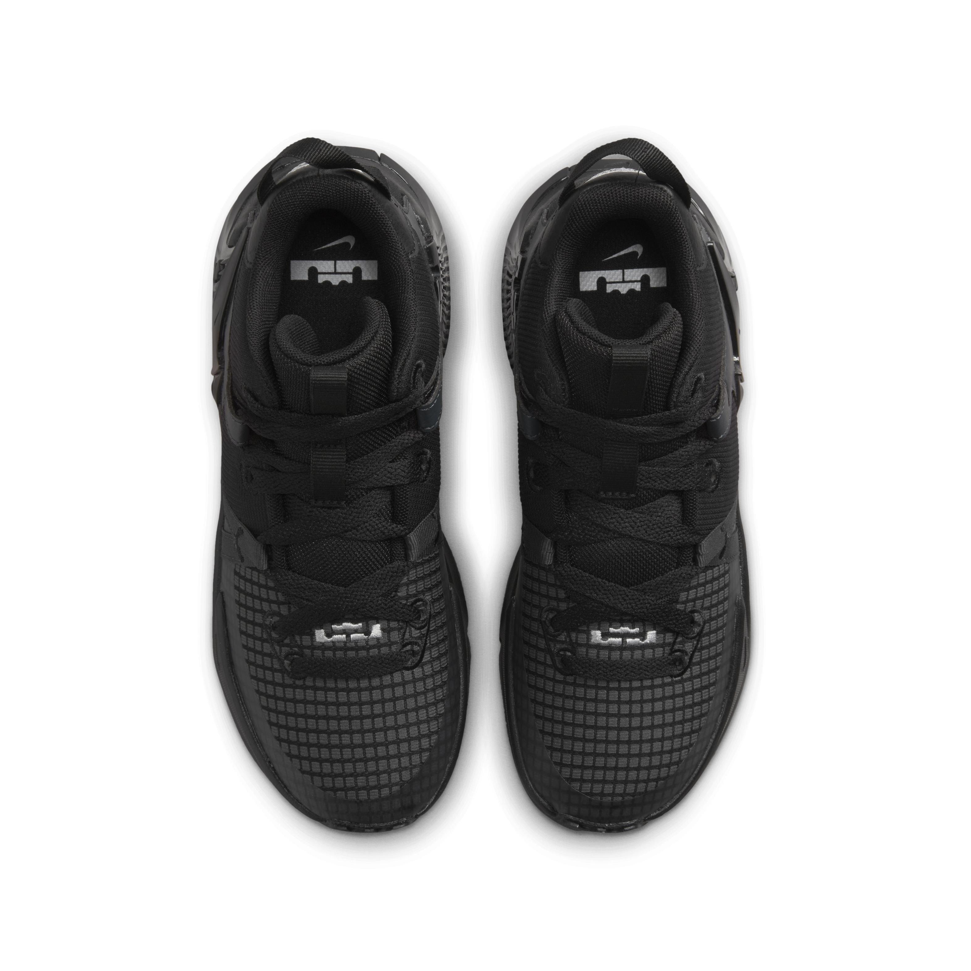 Nike LeBron Witness 7 "Black/White/Anthracite" Grade School Boys' Basketball Shoe - BLACK/WHITE/ANTHRACITE Thumbnail View 4