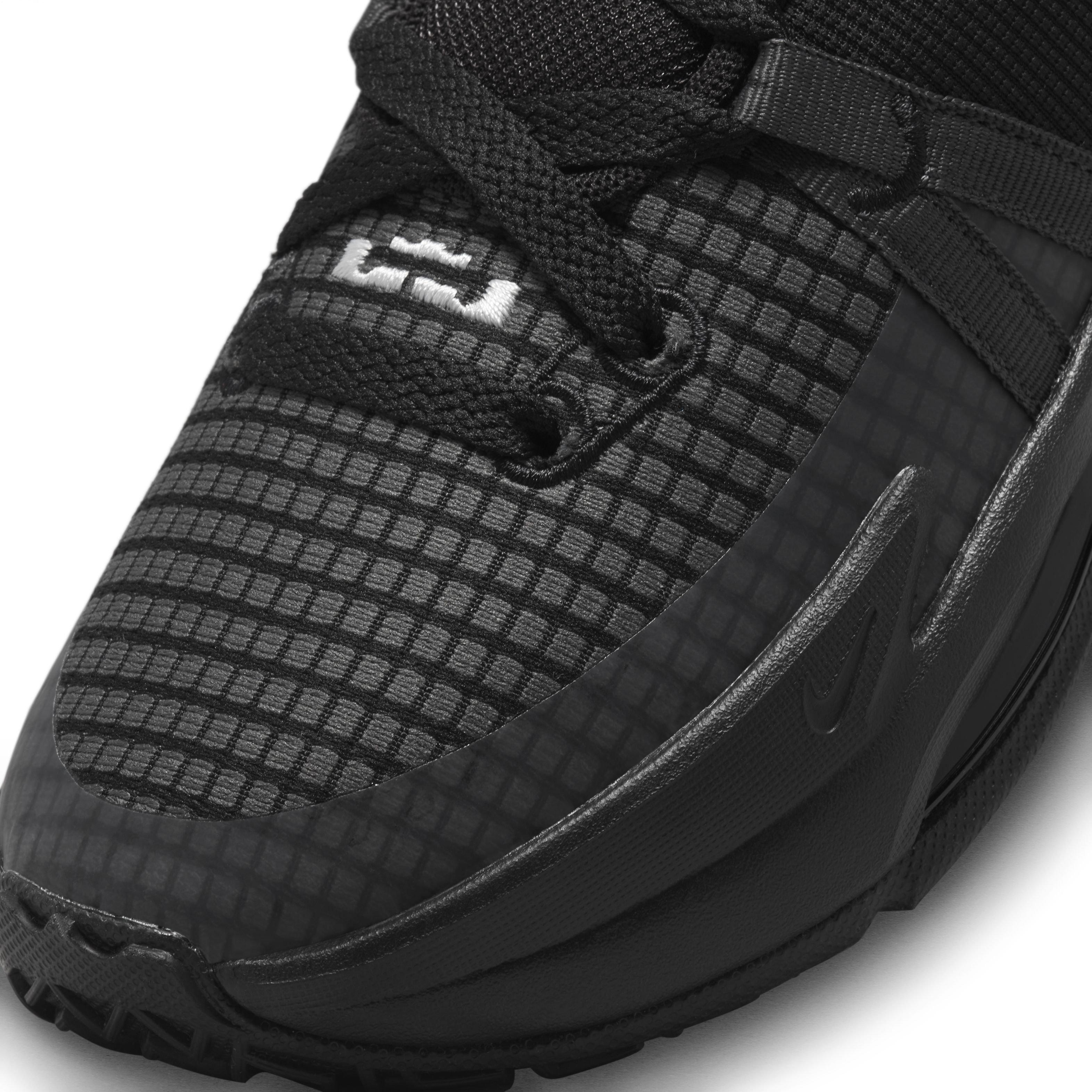 Nike LeBron Witness 7 "Black/White/Anthracite" Grade School Boys' Basketball Shoe - BLACK/WHITE/ANTHRACITE Thumbnail View 7