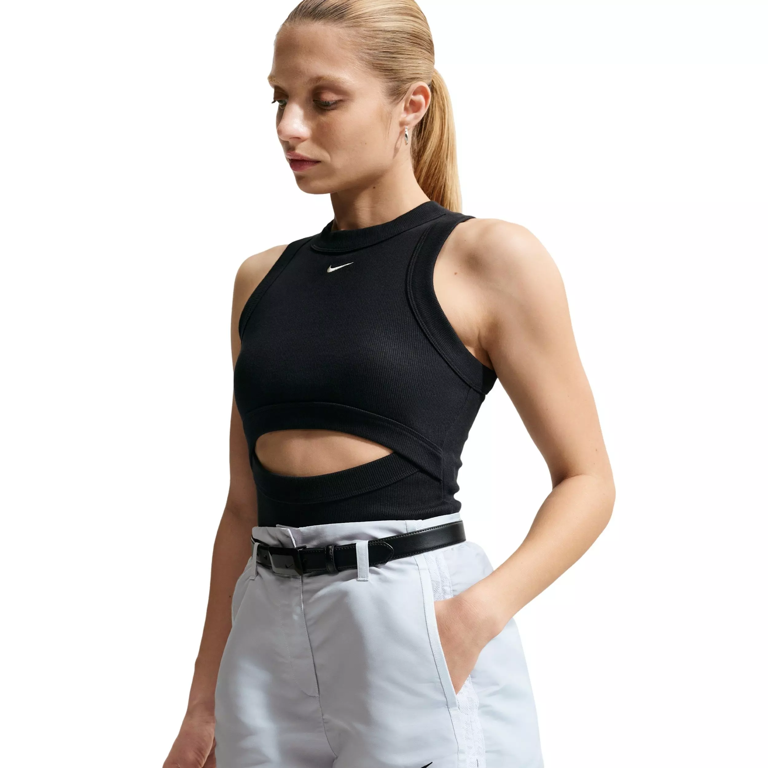 Nike Women's Sportswear High-Waisted 2" Shorts - GREY/WHITE
