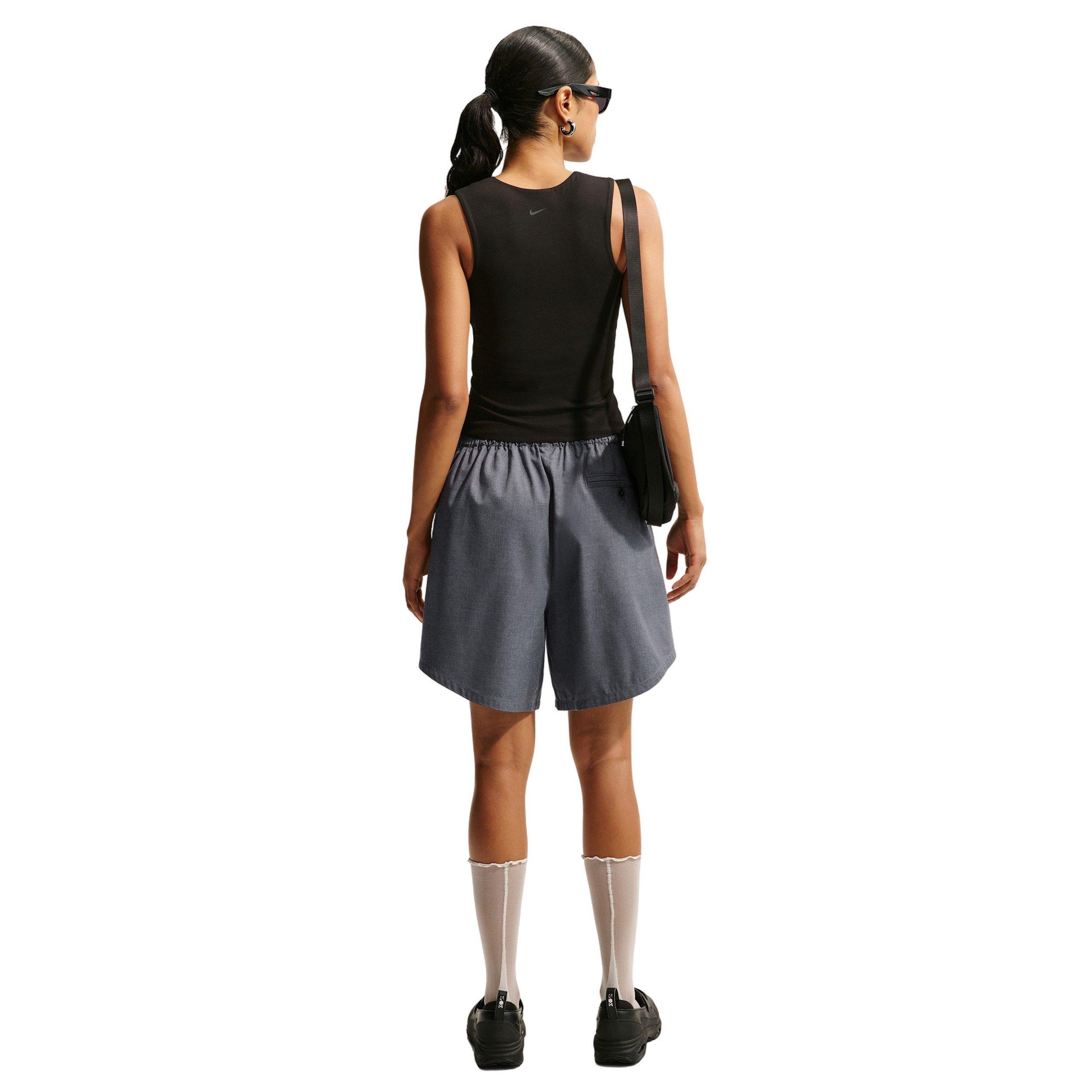 Nike Women's Sportswear Oversized Mid-Rise Woven Shorts - Grey/Black - GREY/BLACK Thumbnail View 2