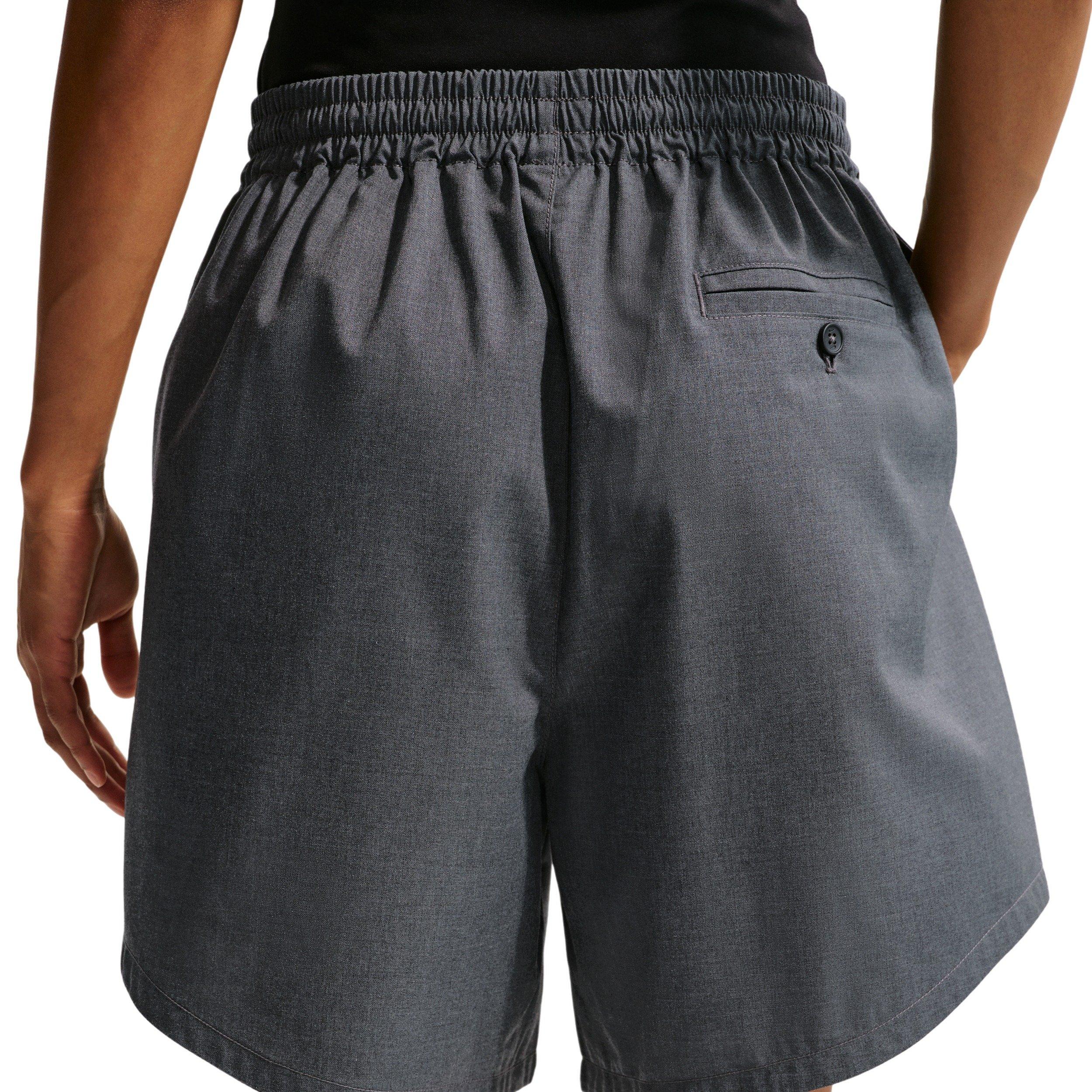 Nike Women's Sportswear Oversized Mid-Rise Woven Shorts - Grey/Black - GREY/BLACK Thumbnail View 4