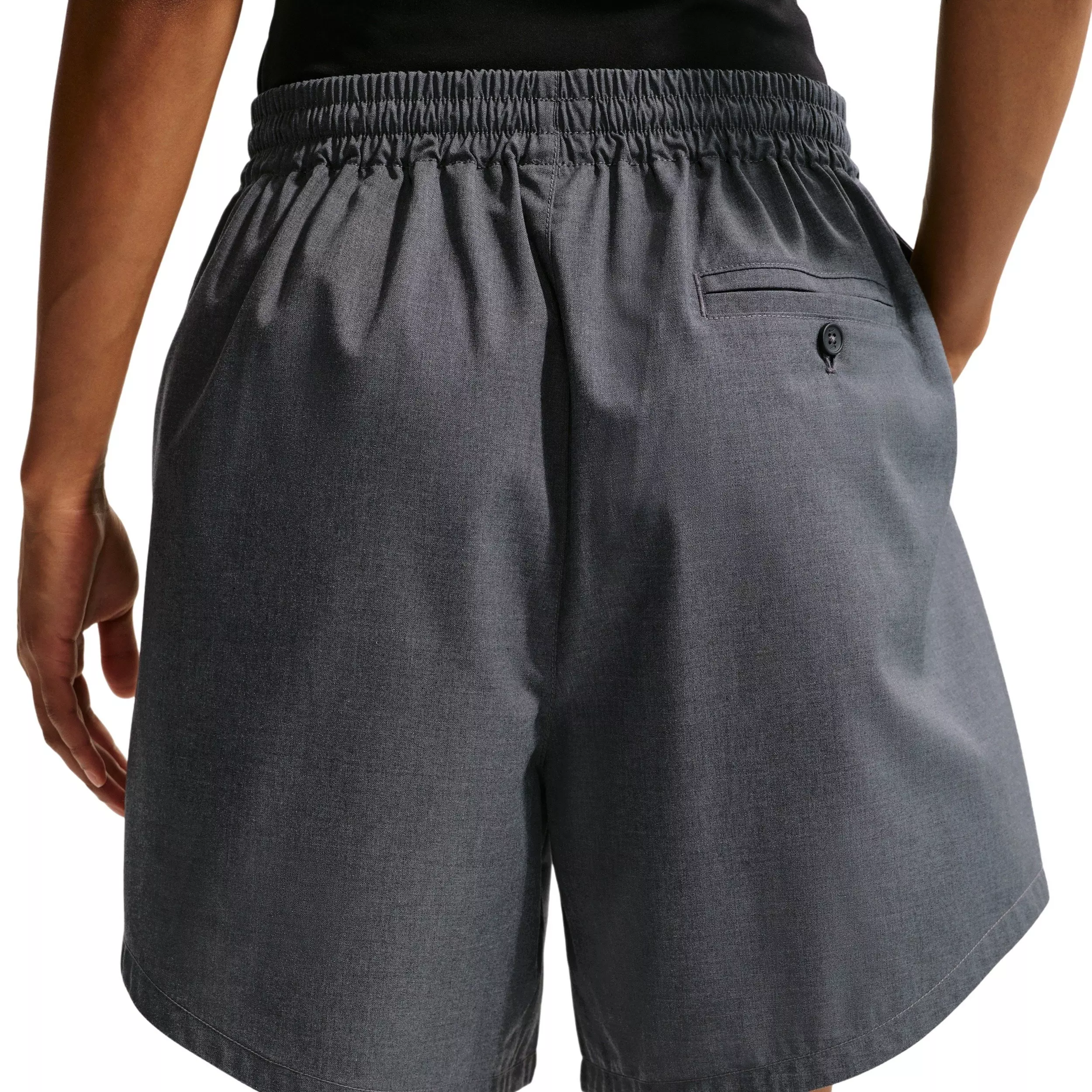 Nike Women's Sportswear Oversized Mid-Rise Woven Shorts - Grey/Black - GREY/BLACK