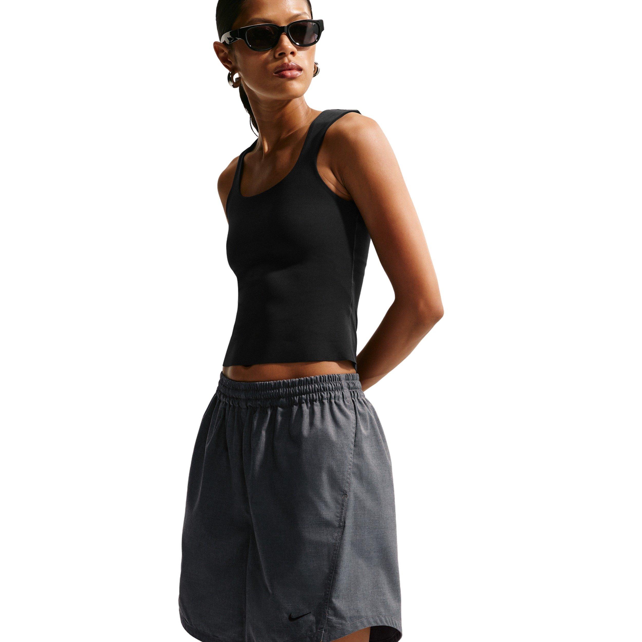 Nike Women's Sportswear Oversized Mid-Rise Woven Shorts - Grey/Black - GREY/BLACK Thumbnail View 5