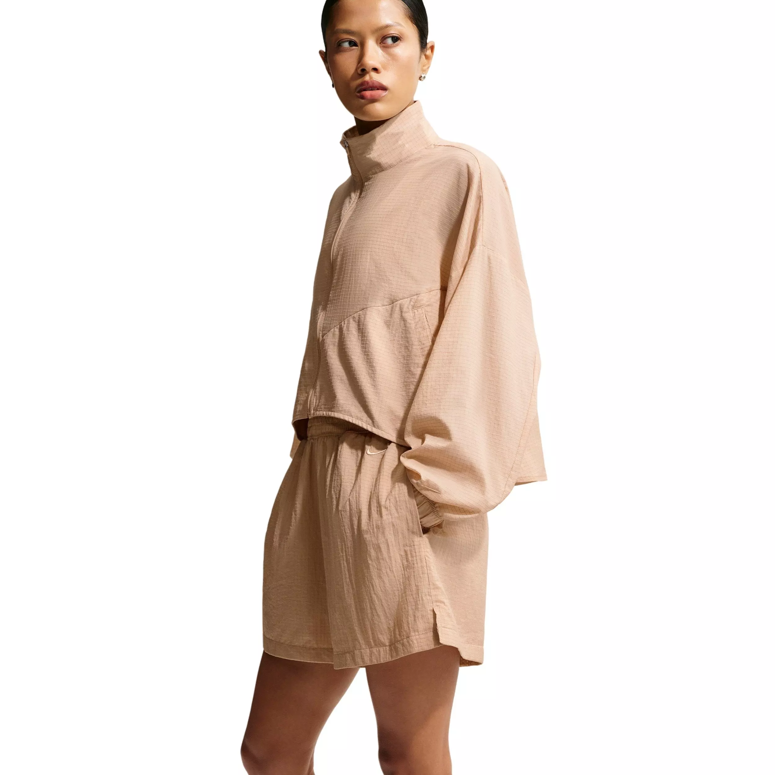 Nike Women's Sportswear Loose High-Waisted Lightweight Ripstop Shorts - BEIGE
