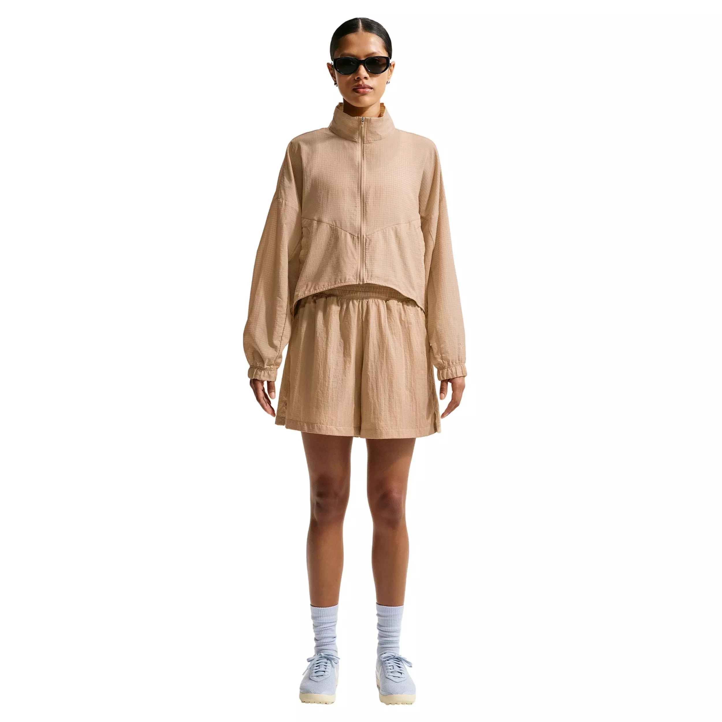 Nike Women's Sportswear Loose High-Waisted Lightweight Ripstop Shorts - BEIGE