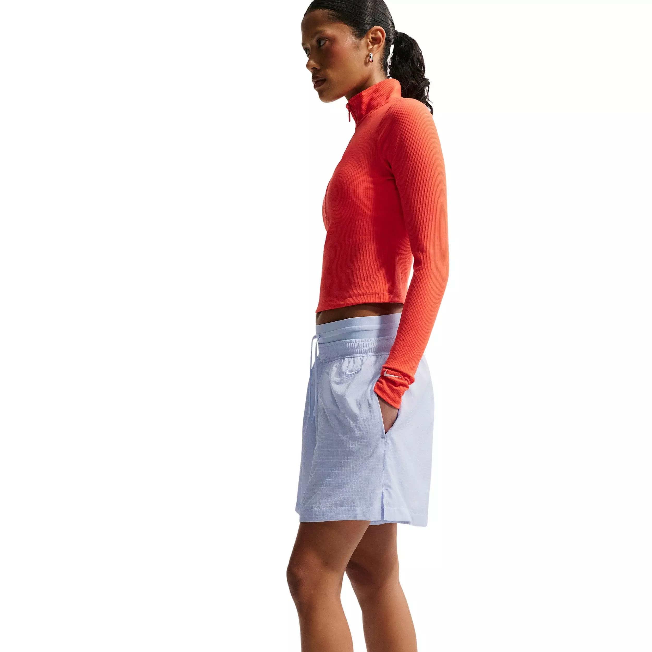 Nike Women's Sportswear Loose High-Waisted Lightweight Ripstop Shorts - BLUE