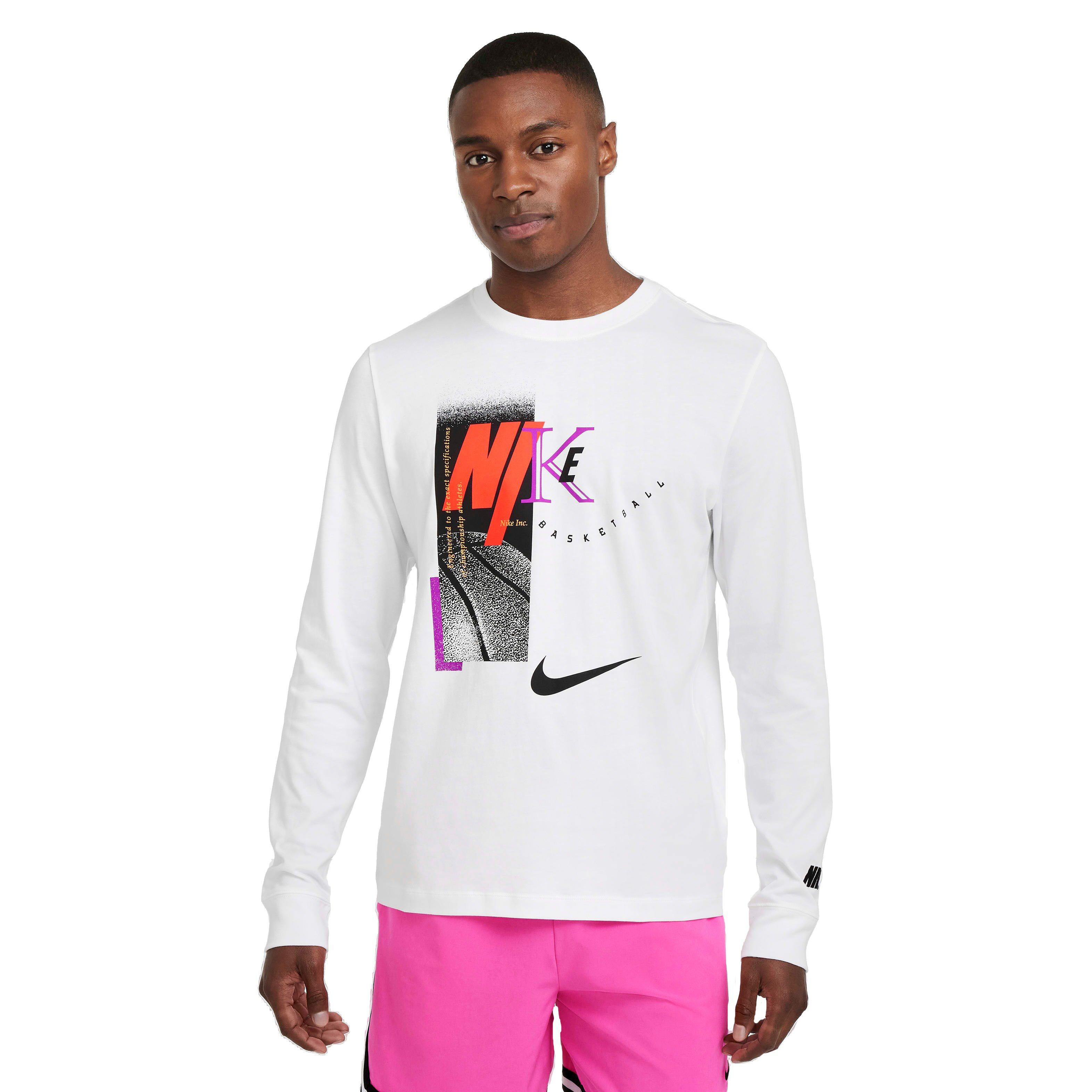 Nike Men's Long Sleeve Basketball T-Shirt - WHITE Thumbnail View 1