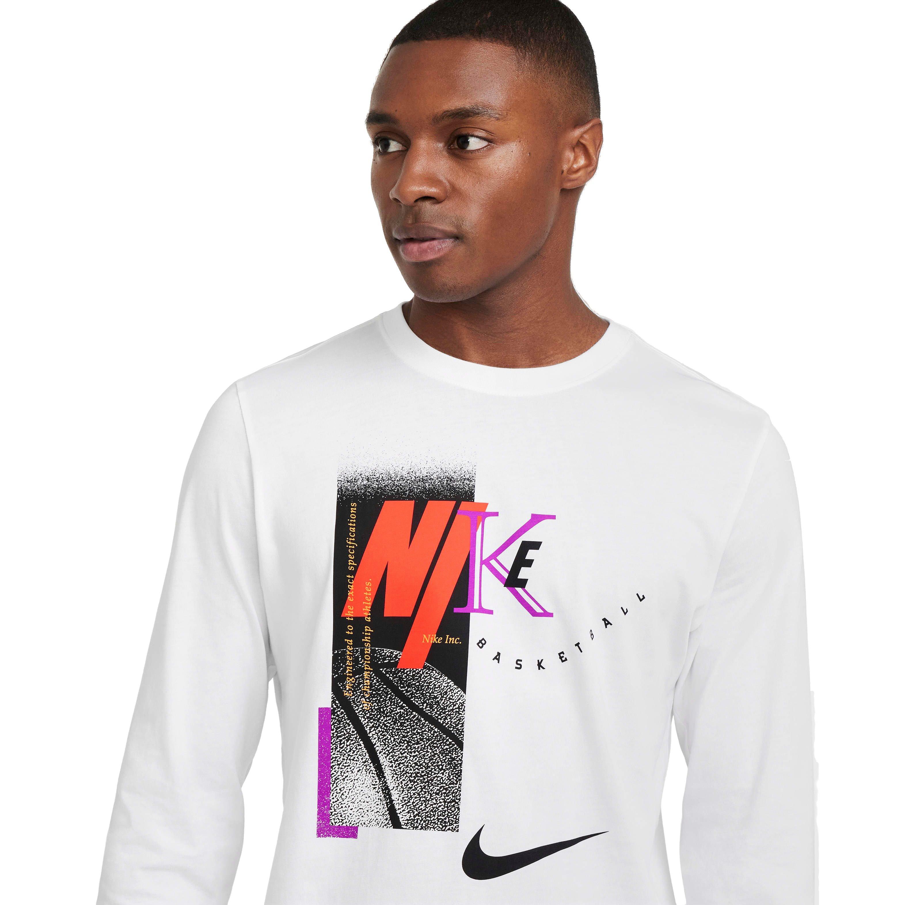 Nike Men's Long Sleeve Basketball T-Shirt - WHITE Thumbnail View 3