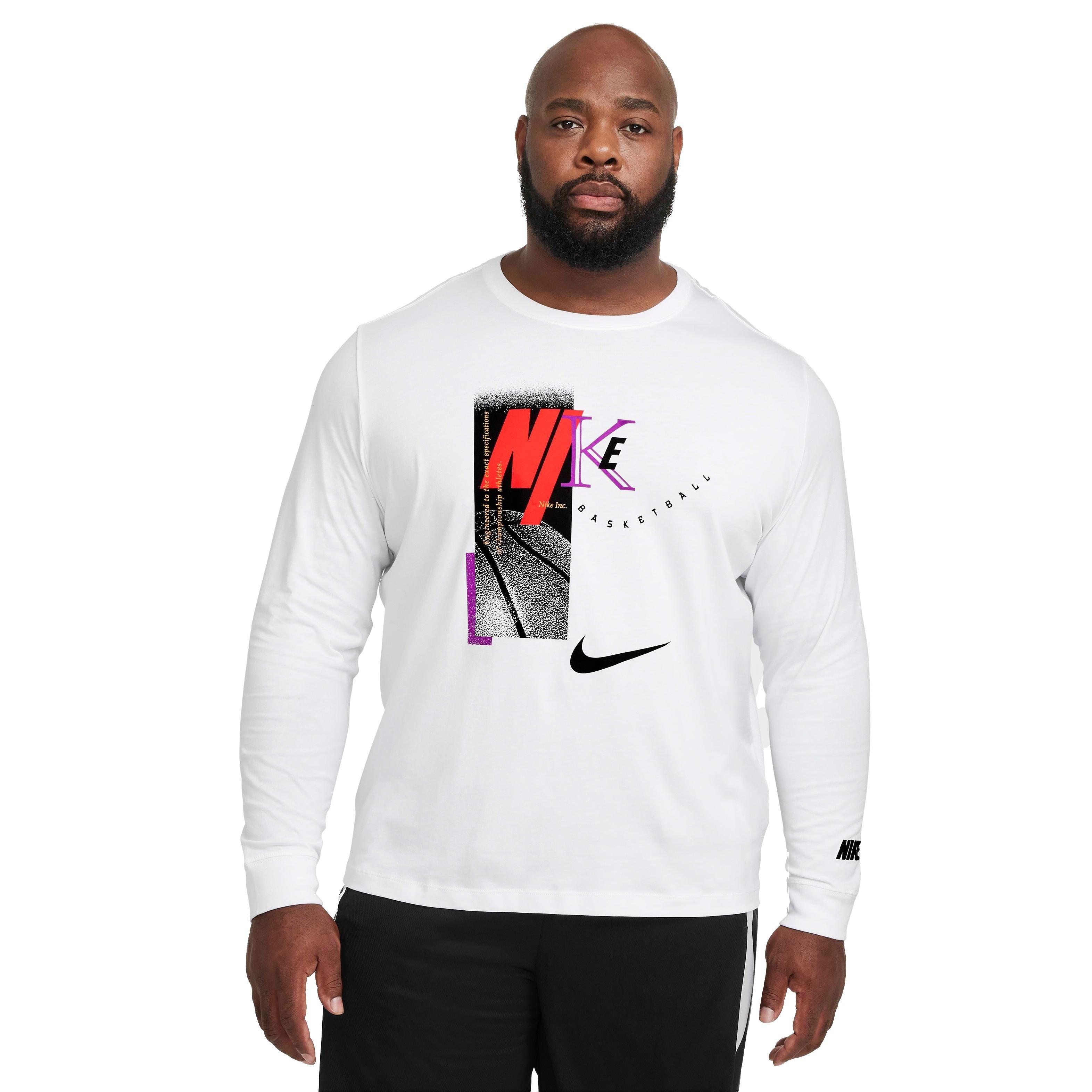 Nike Men's Long Sleeve Basketball T-Shirt - WHITE Thumbnail View 6