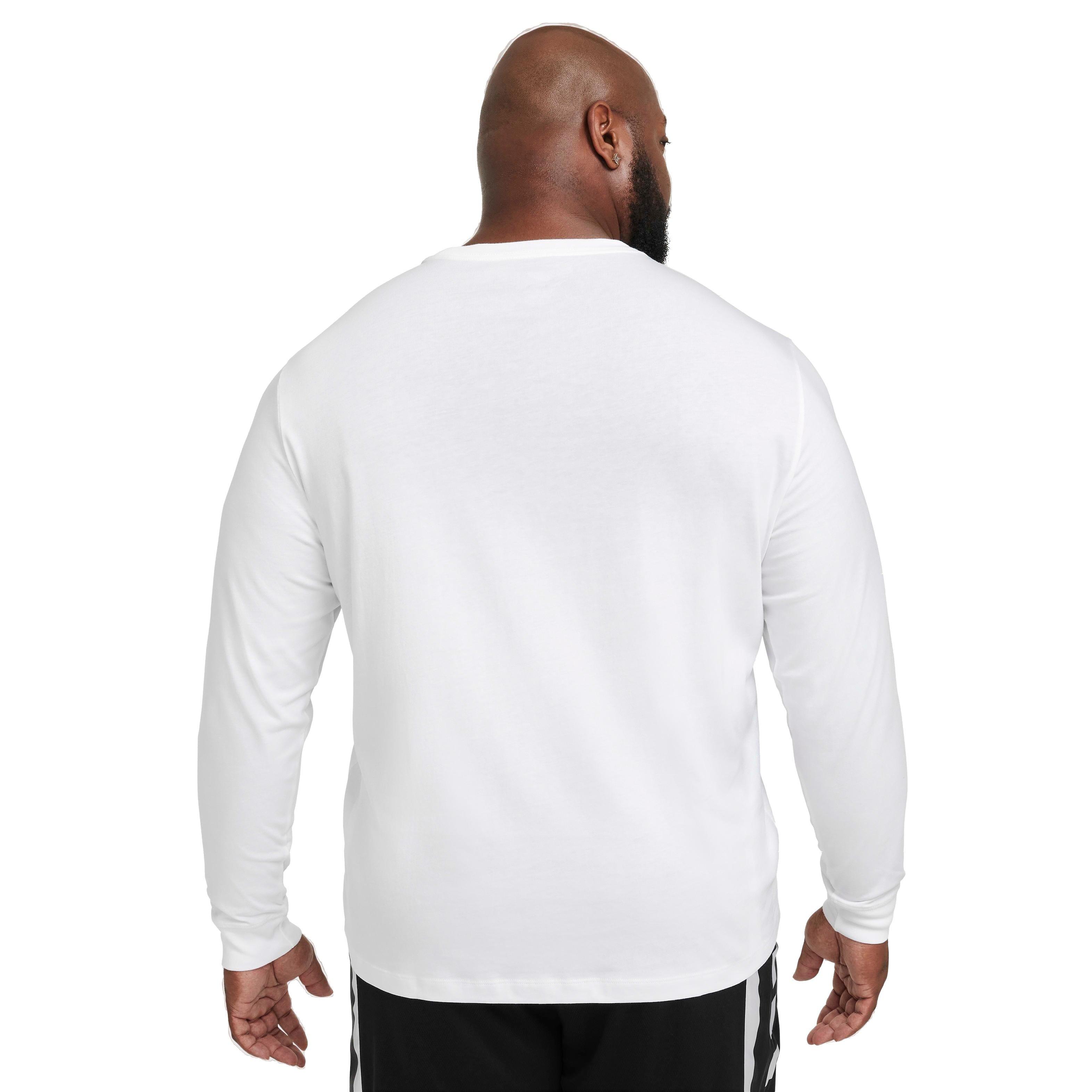 Nike Men's Long Sleeve Basketball T-Shirt - WHITE Thumbnail View 7