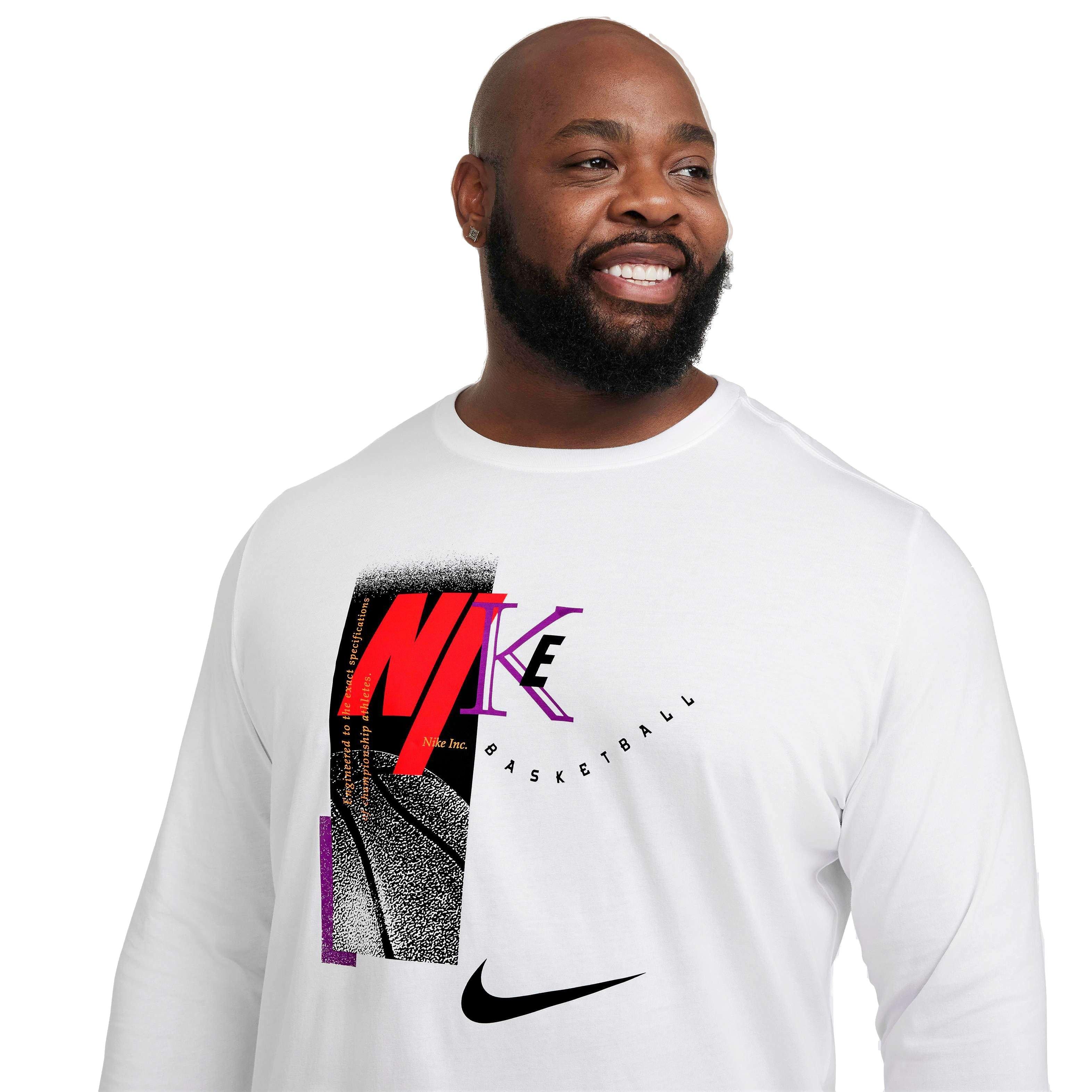 Nike Men's Long Sleeve Basketball T-Shirt - WHITE Thumbnail View 8