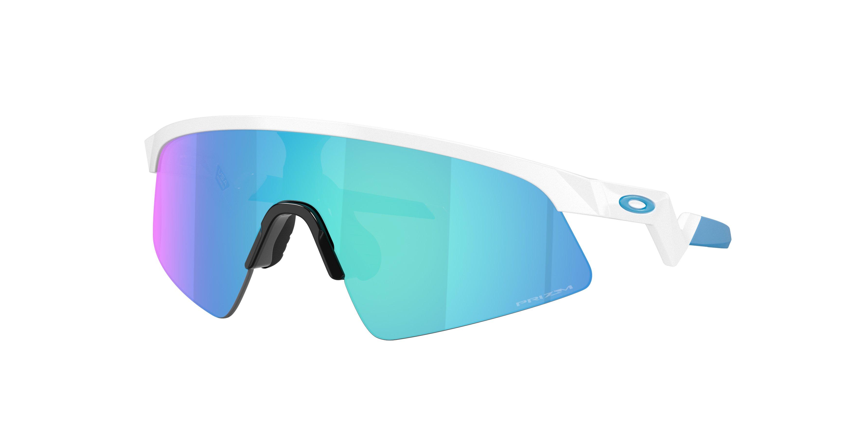 Oakley Youth Resistor Sweep Prizm Sapphire Sunglasses &ndash; Polished White - WHITE/BLUE Thumbnail View 1