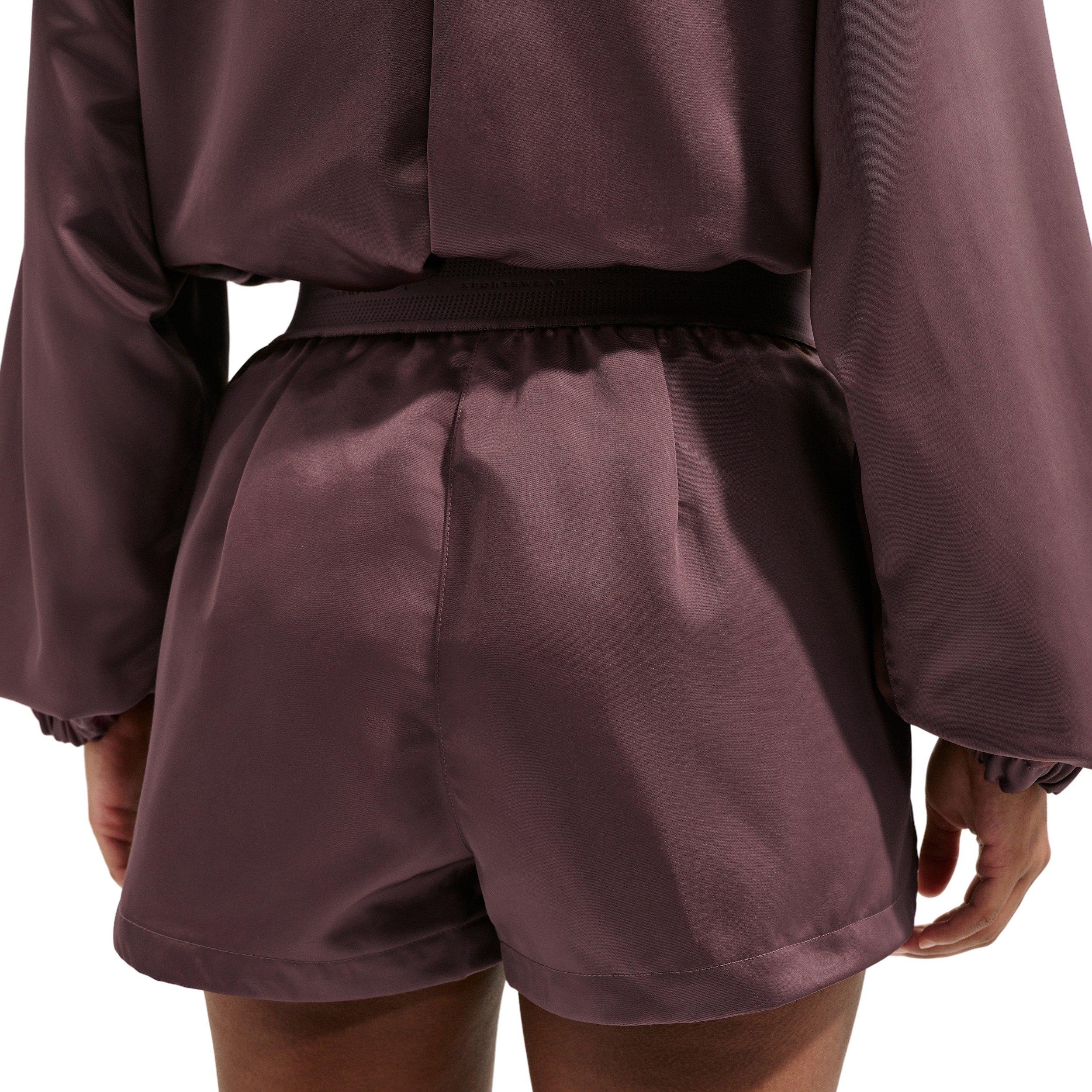 Nike Women's Sportswear High-Waisted Satin Hot Shorts - PURPLE Thumbnail View 2