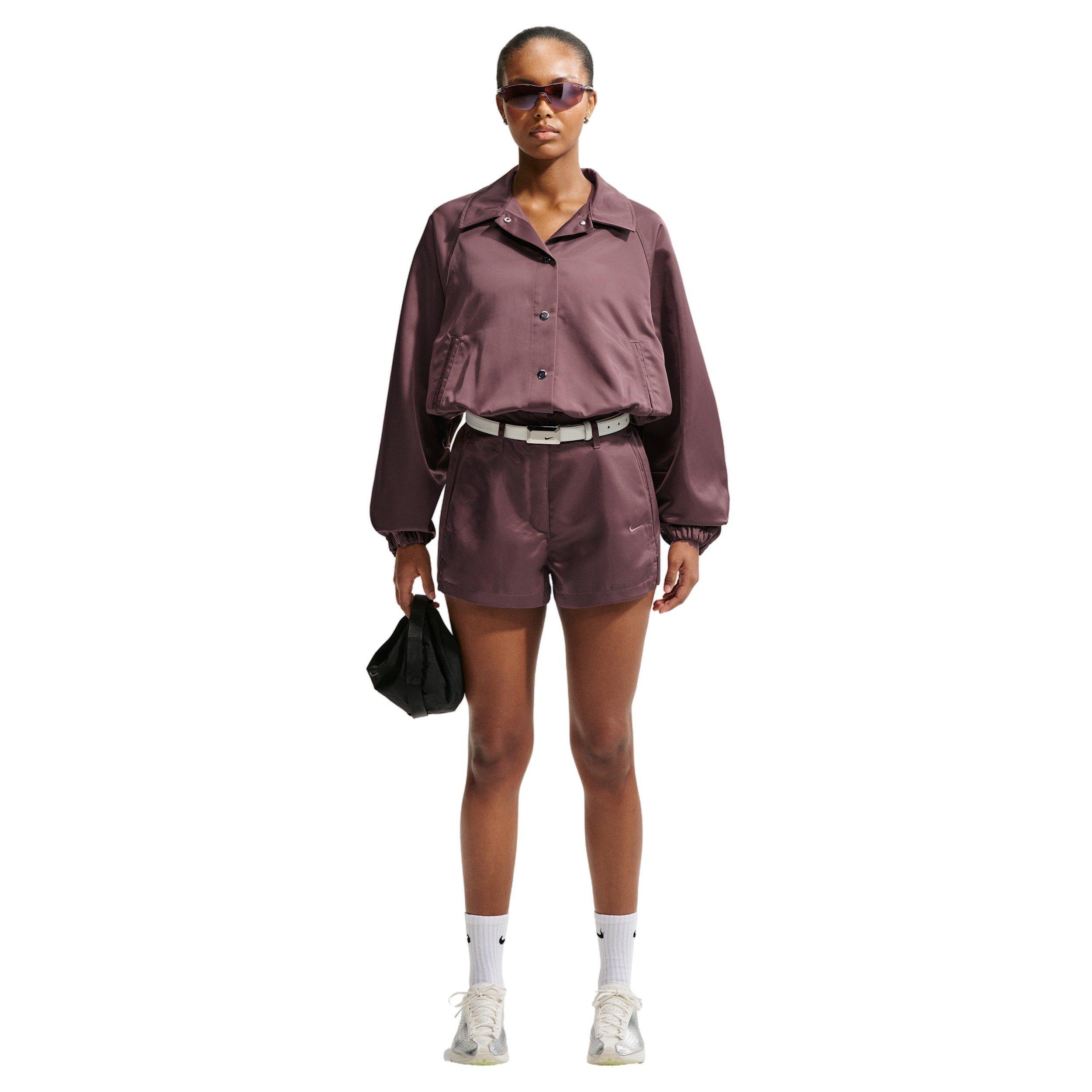 Nike Women's Sportswear High-Waisted Satin Hot Shorts - PURPLE Thumbnail View 4