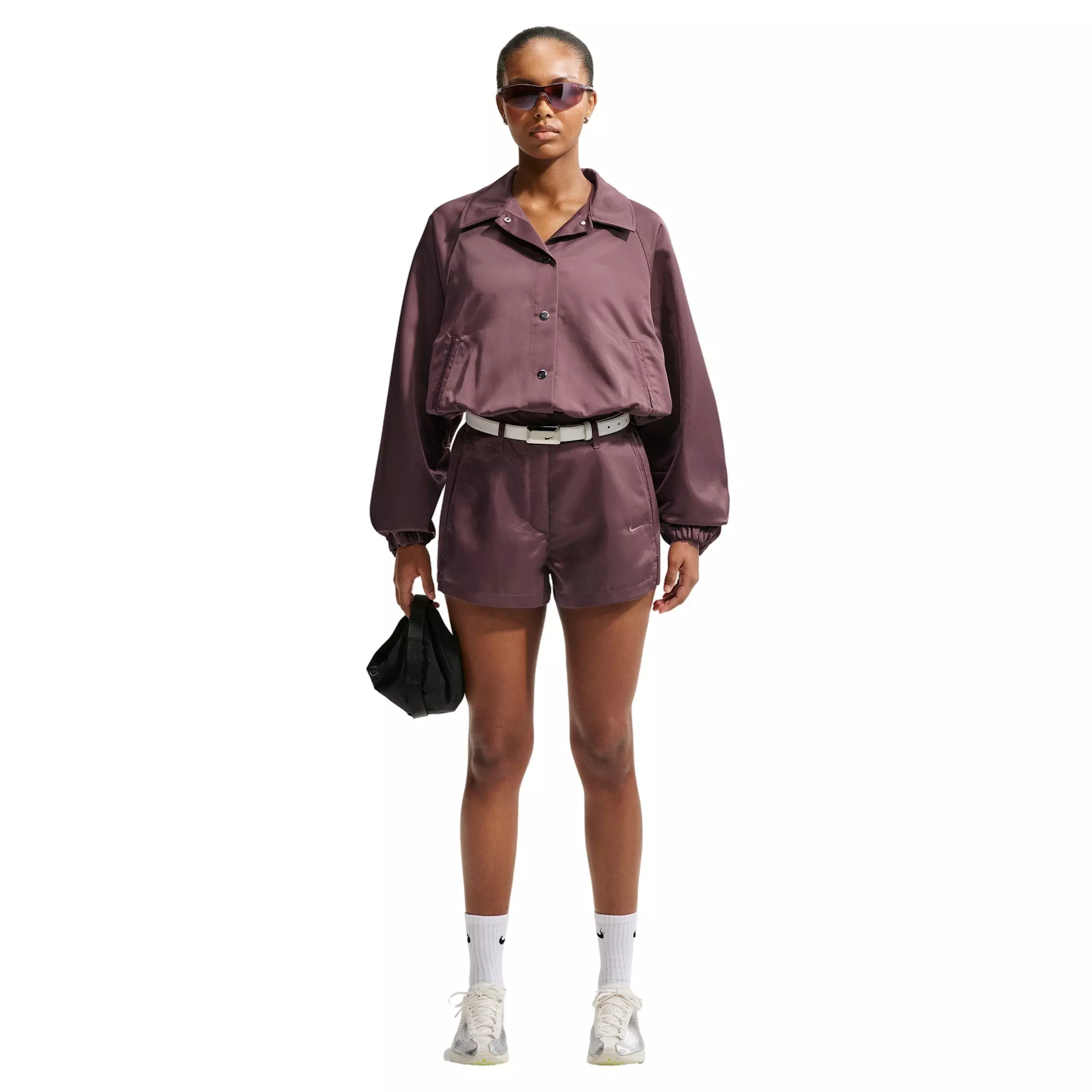 Nike Women's Sportswear High-Waisted Satin Hot Shorts - PURPLE