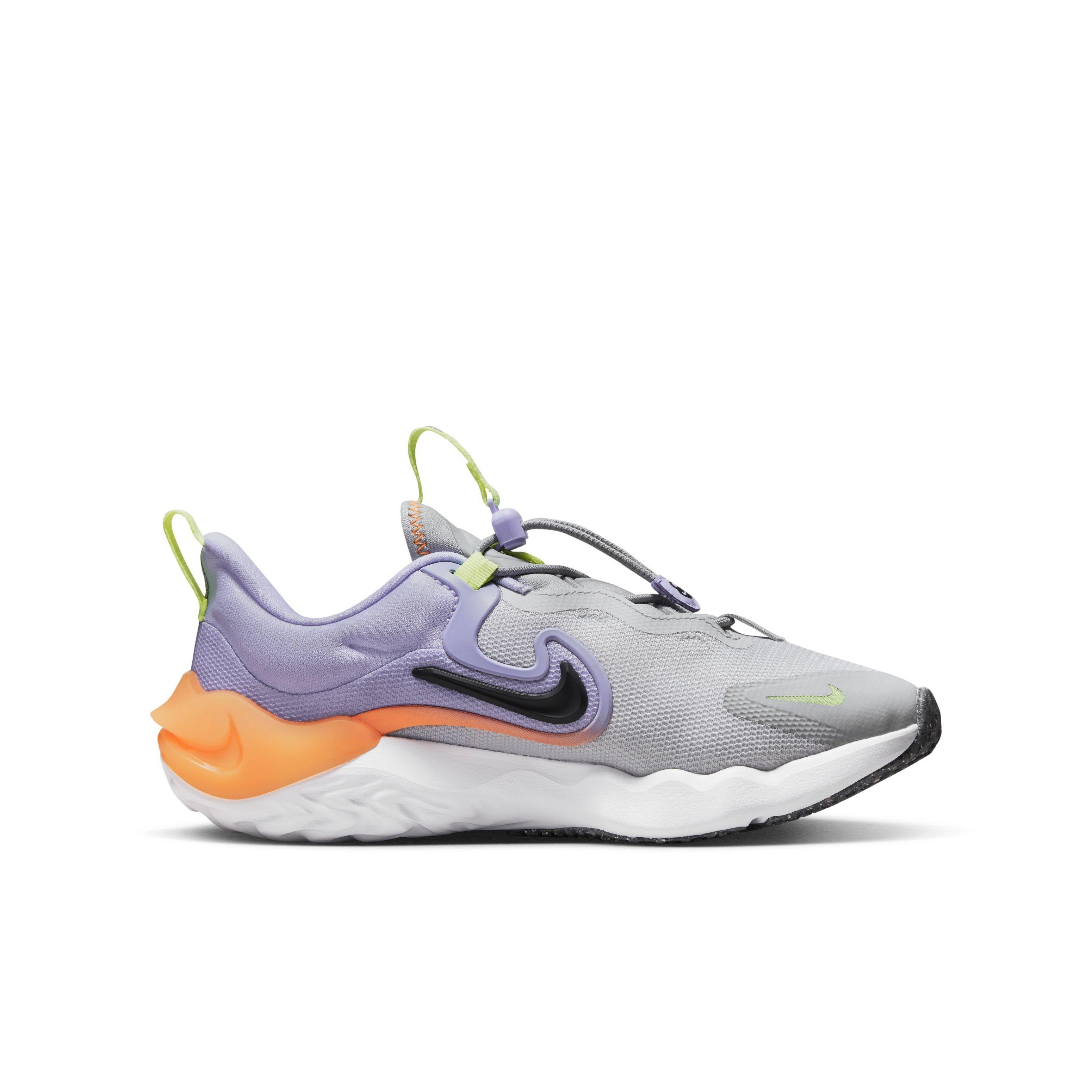 Nike Run Flow "Photon Dust/Black/Purple Pulse" Grade School Girls' Running Shoe - DUST/BLACK/PURPLE Thumbnail View 1