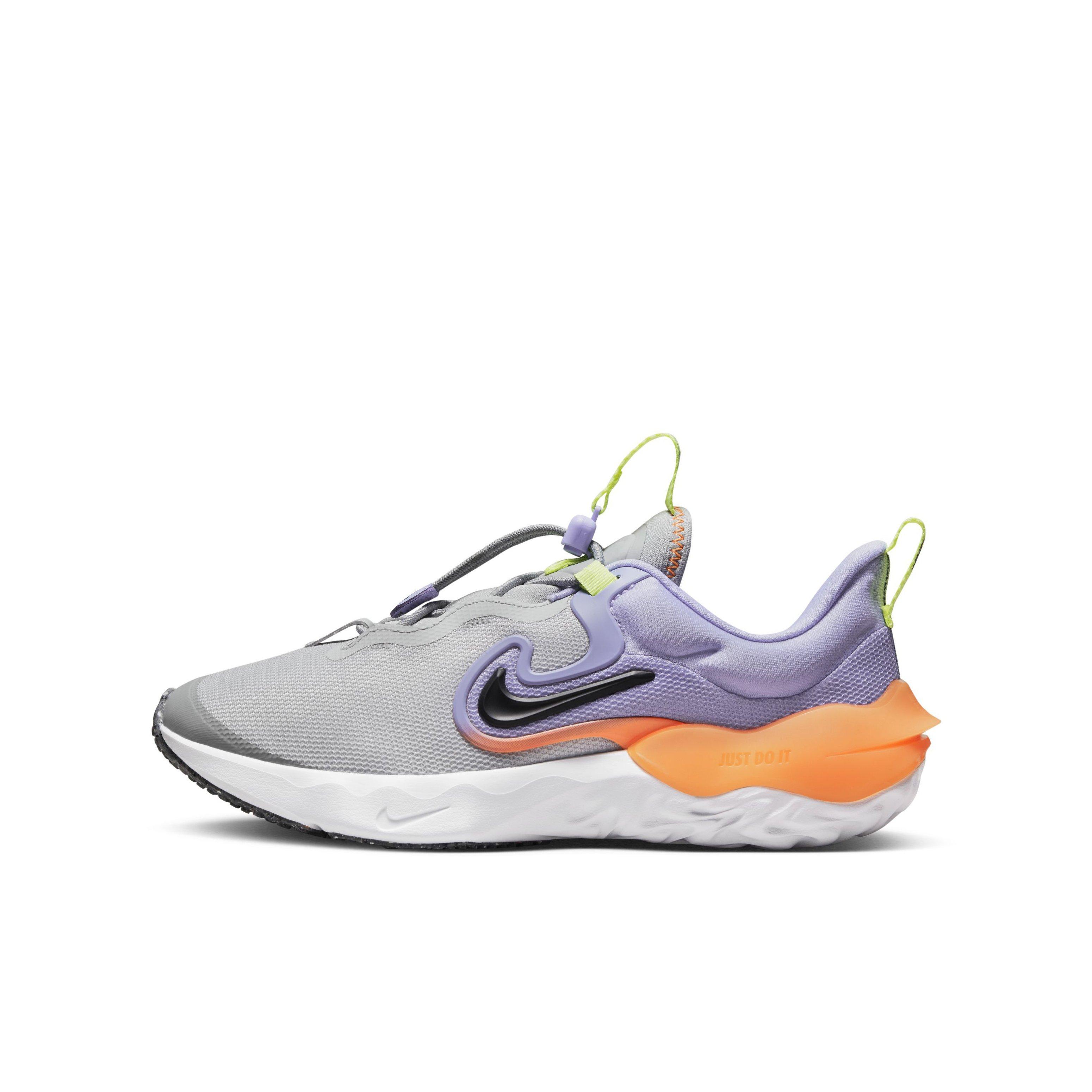 Nike Run Flow "Photon Dust/Black/Purple Pulse" Grade School Girls' Running Shoe - DUST/BLACK/PURPLE Thumbnail View 2