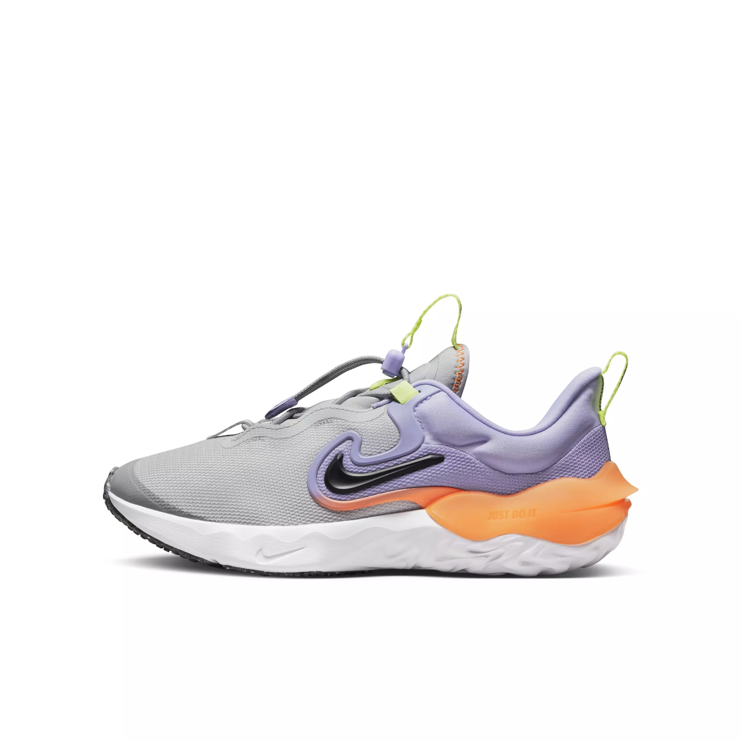 Nike Run Flow "Photon Dust/Black/Purple Pulse" Grade School Girls' Running Shoe - DUST/BLACK/PURPLE
